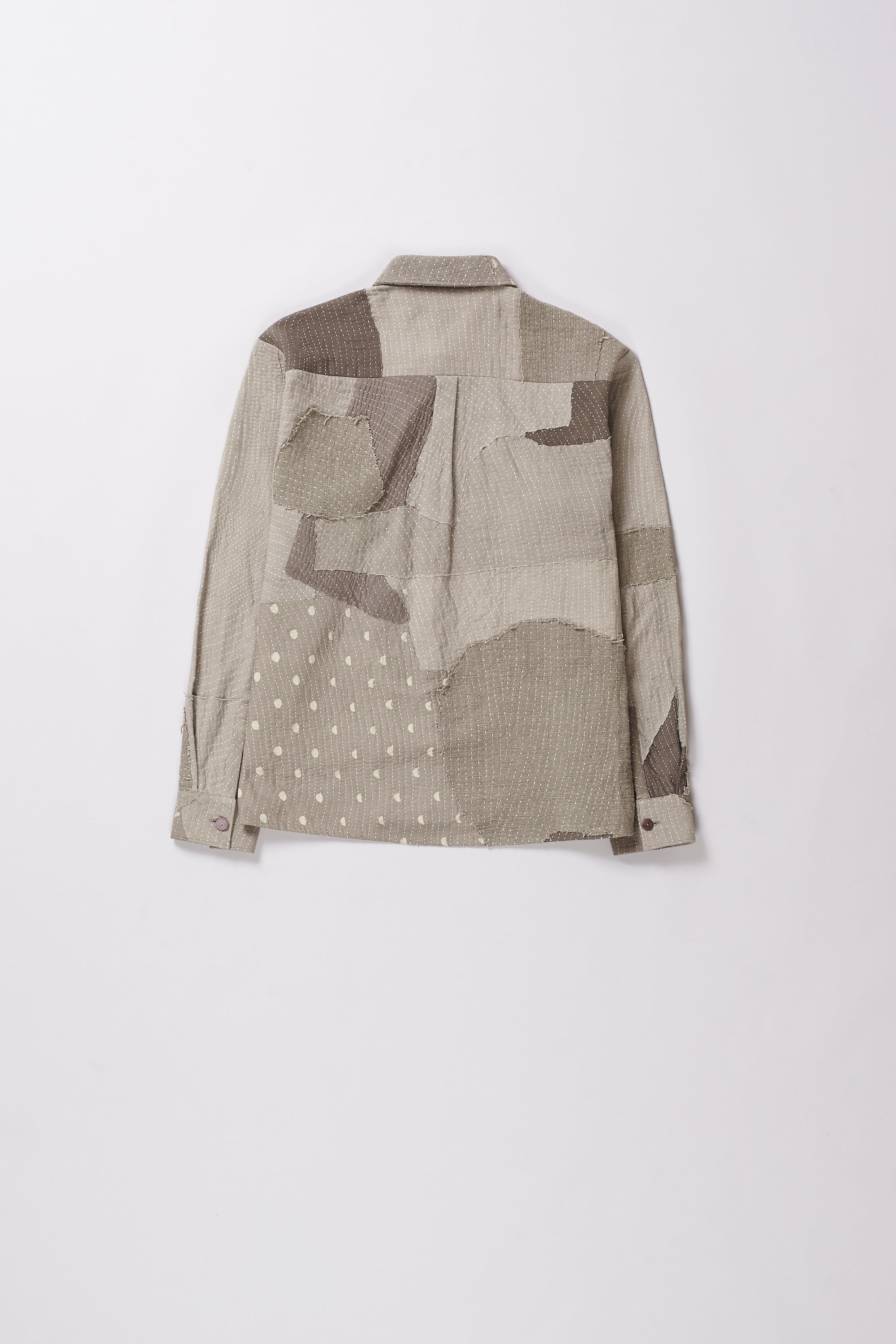 NATURAL SMOKE PATCHWORK SHIRT