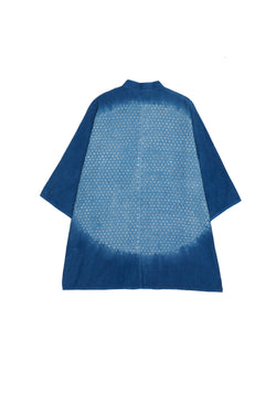 Indigo Kimono Sleeve Bandhani Cotton Shirt