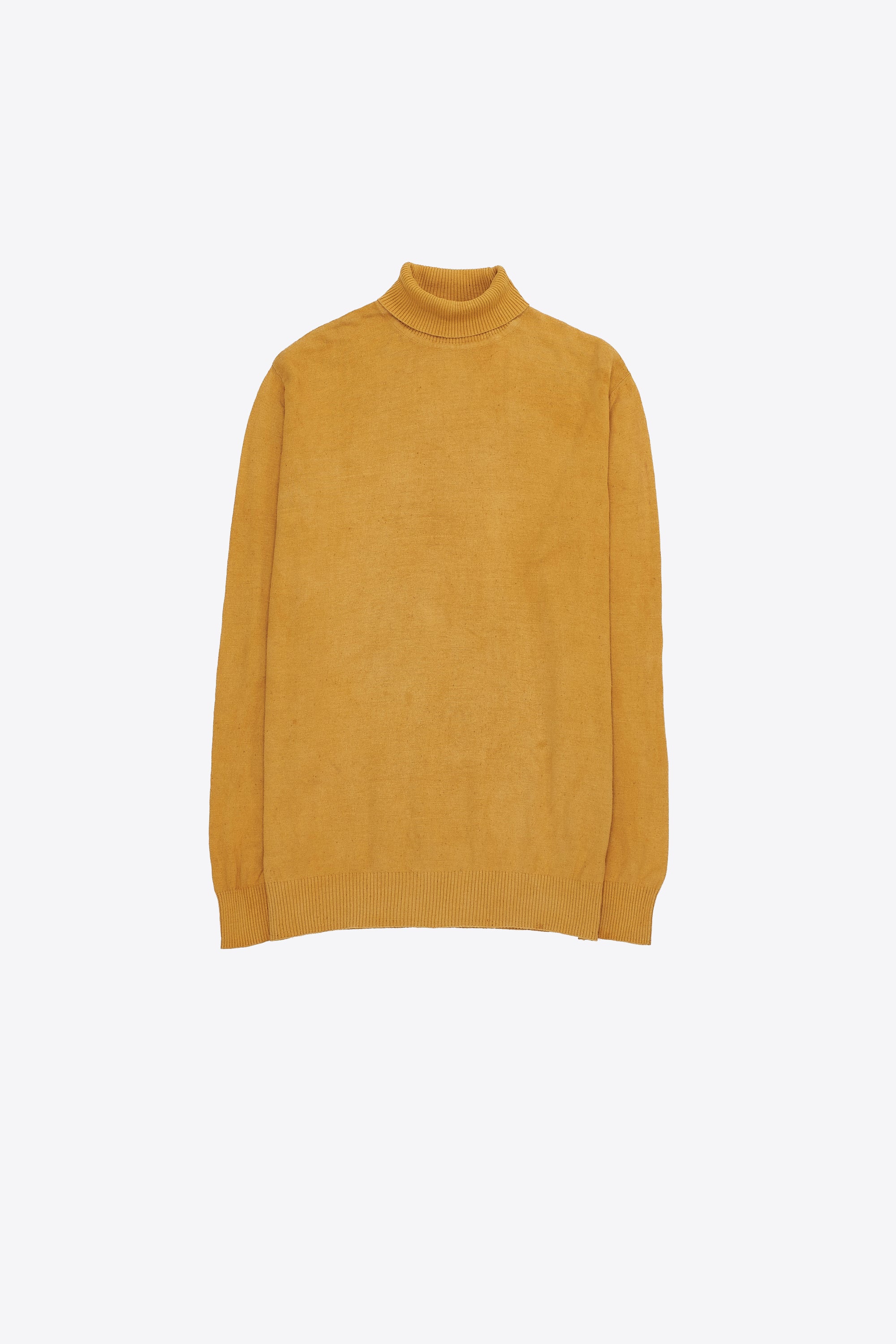 MUSTARD YELLOW TURTLE NECK FULL-SLEEVED COTTON T-SHIRT