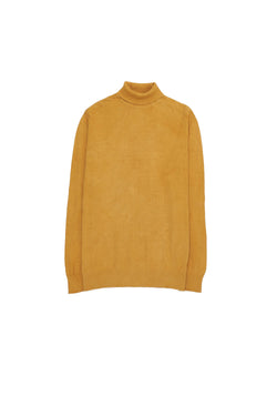 MUSTARD YELLOW TURTLE NECK FULL-SLEEVED COTTON T-SHIRT