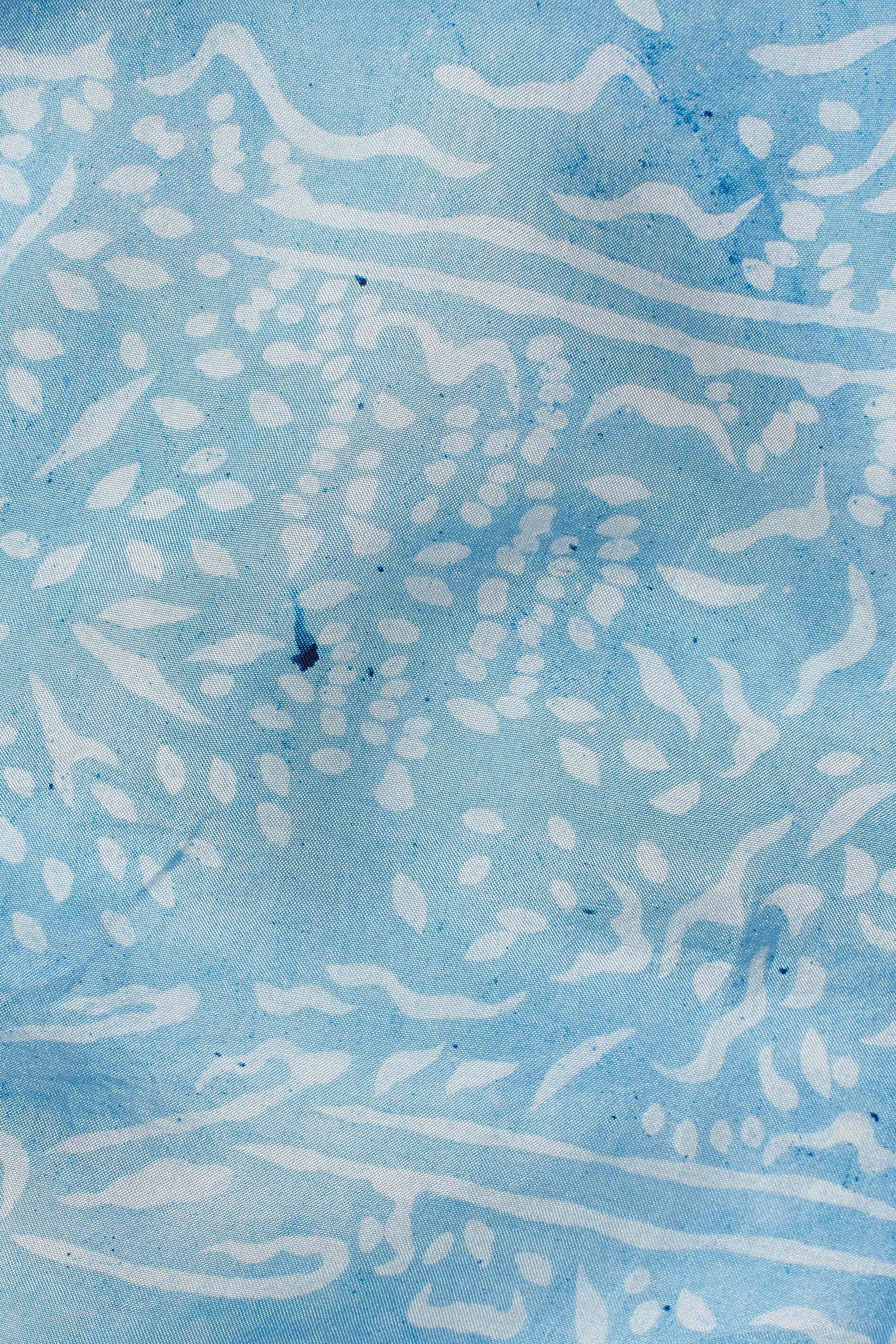 LIGHT INDIGO PRINTED SILK SHAWL