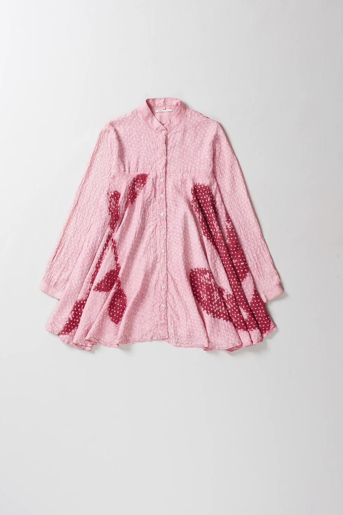 Flared Silk Handpainted Bandhani Shirt