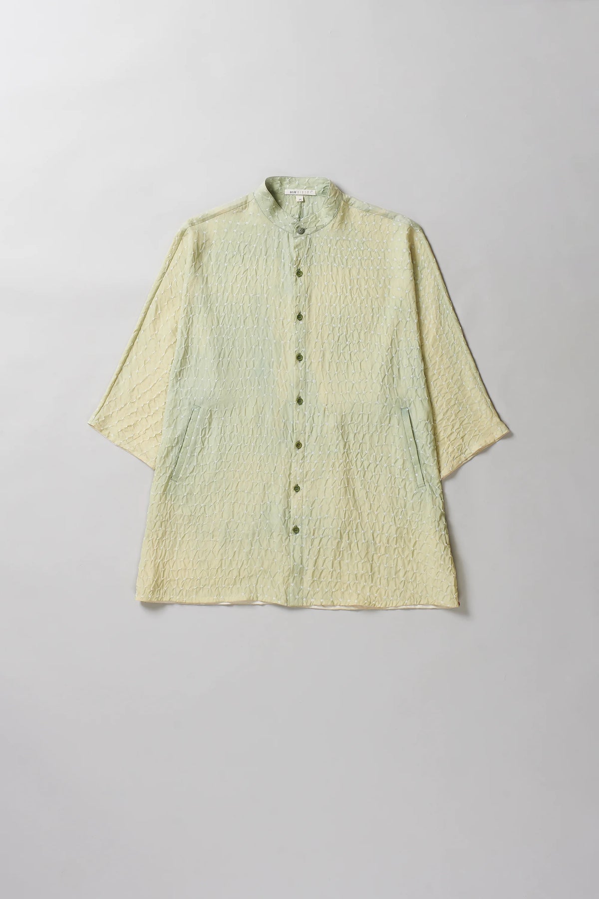 Silk Bandhani Unisex Shirt in Mint Green
