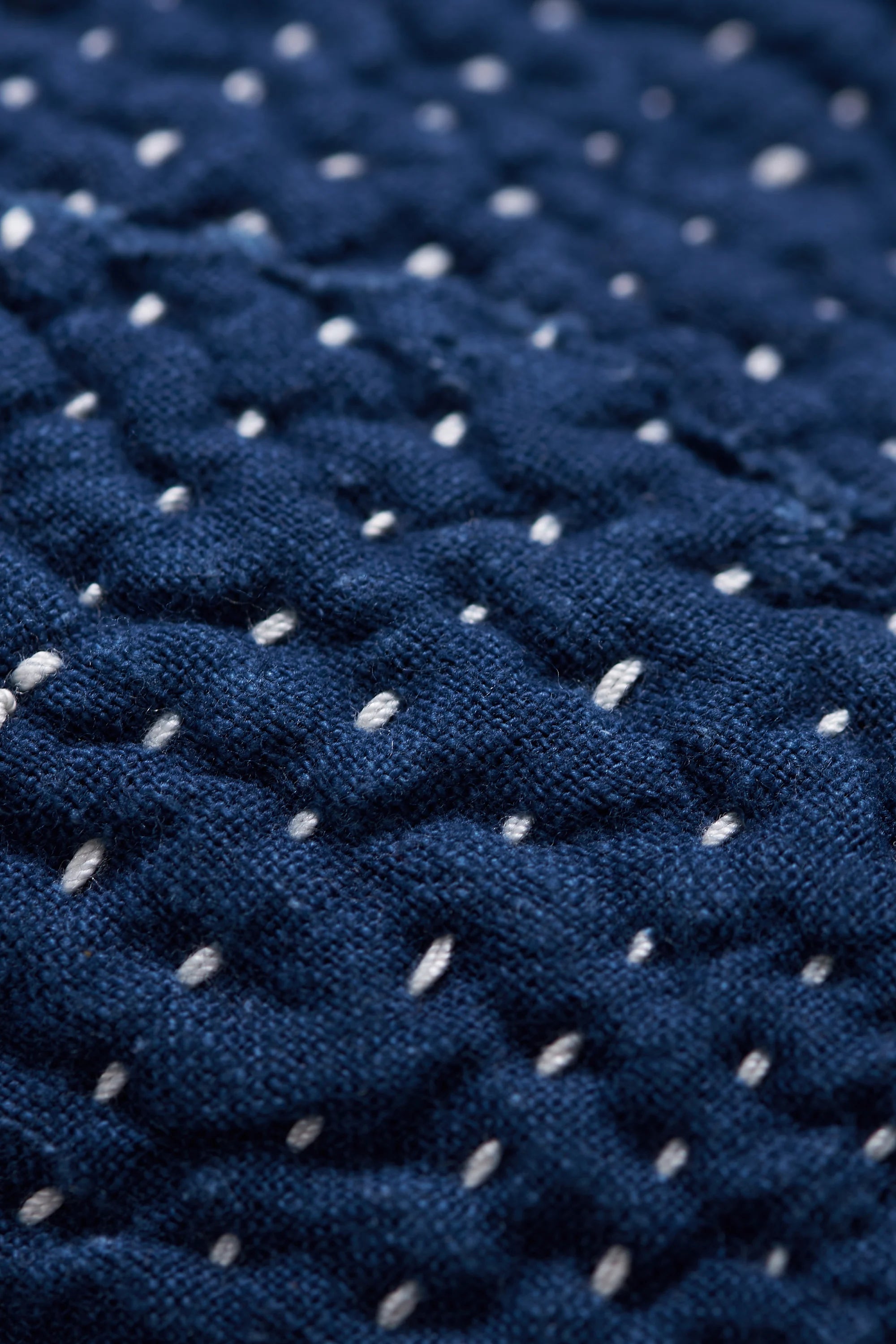 Close-up of a fabric with kantha work
