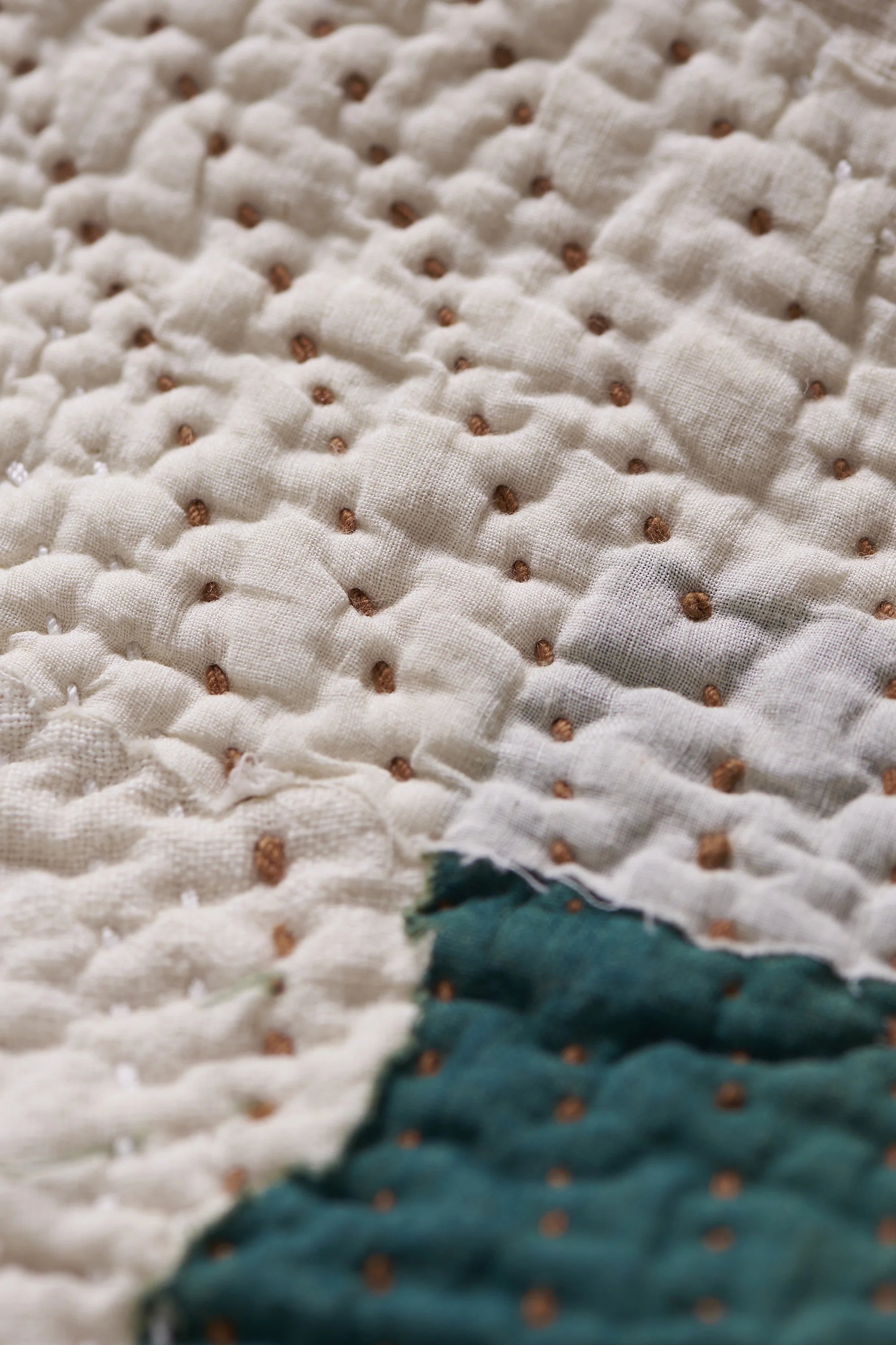 Close-up of fabric with kanthawork