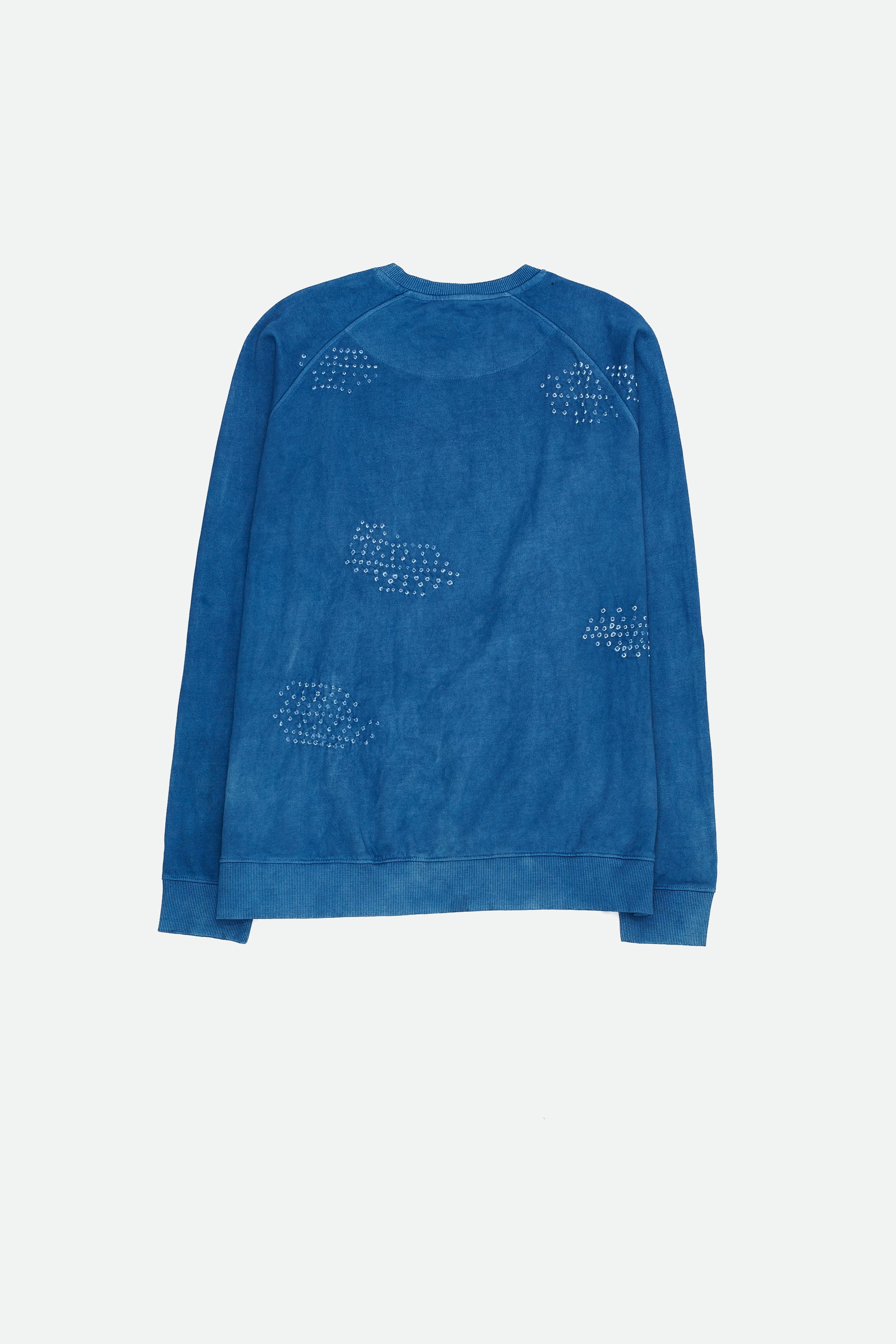 MEDIUM INDIGO ORGANIC COTTON KNITS WITH BANDHANI SWEATSHIRT