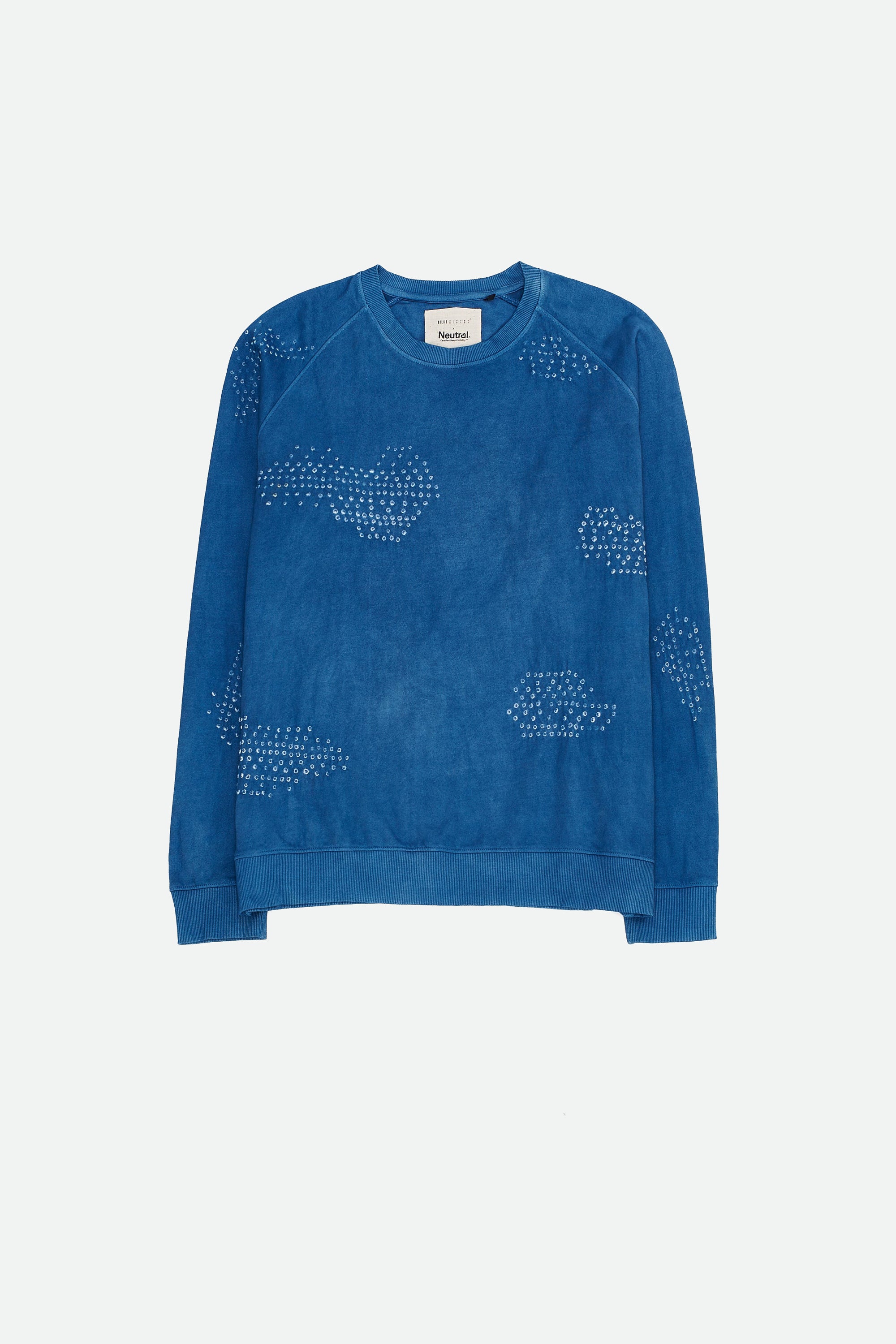 MEDIUM INDIGO ORGANIC COTTON KNITS WITH BANDHANI SWEATSHIRT