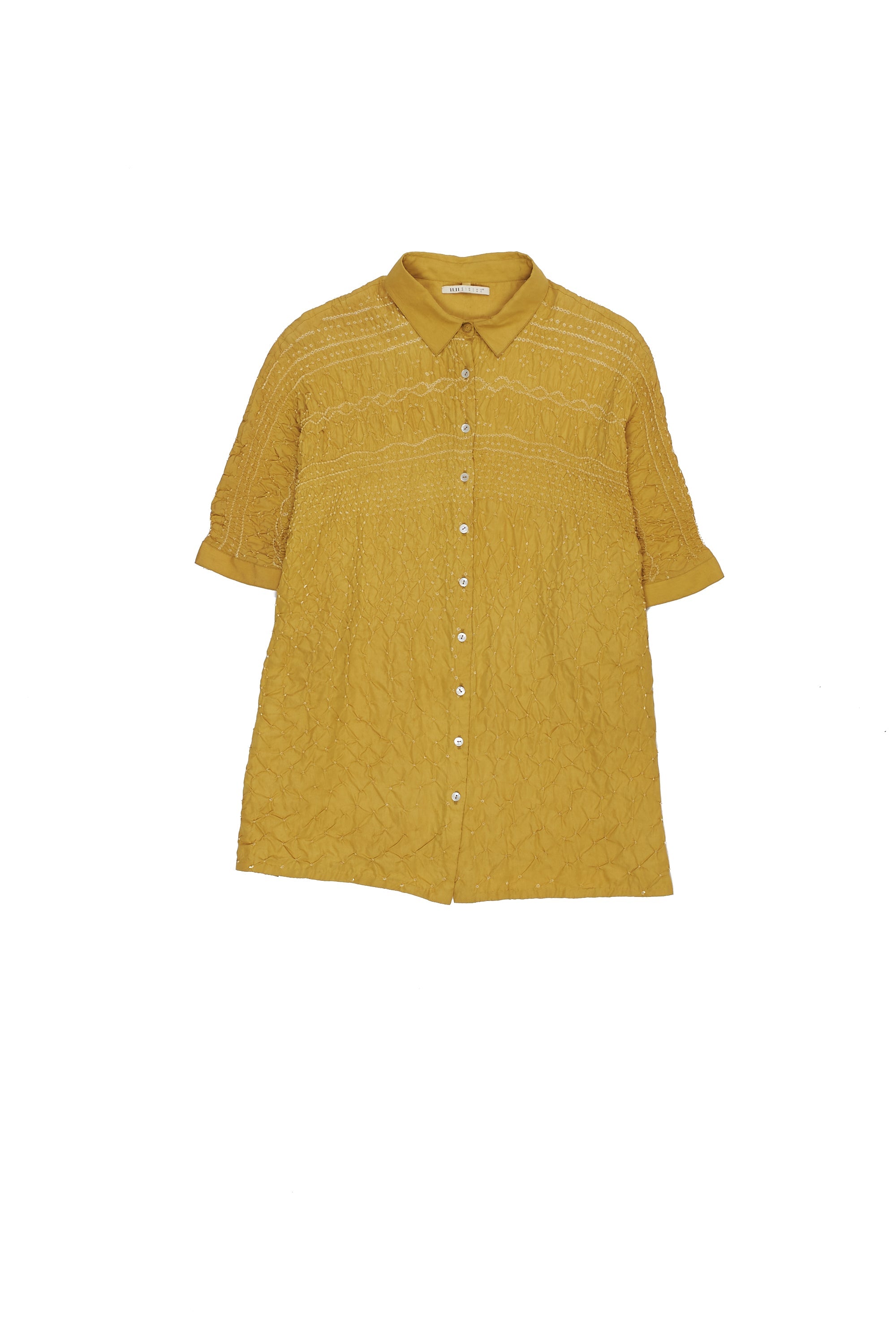 MUSTARD YELLOW SILK WITH BANDHANI SHIRT