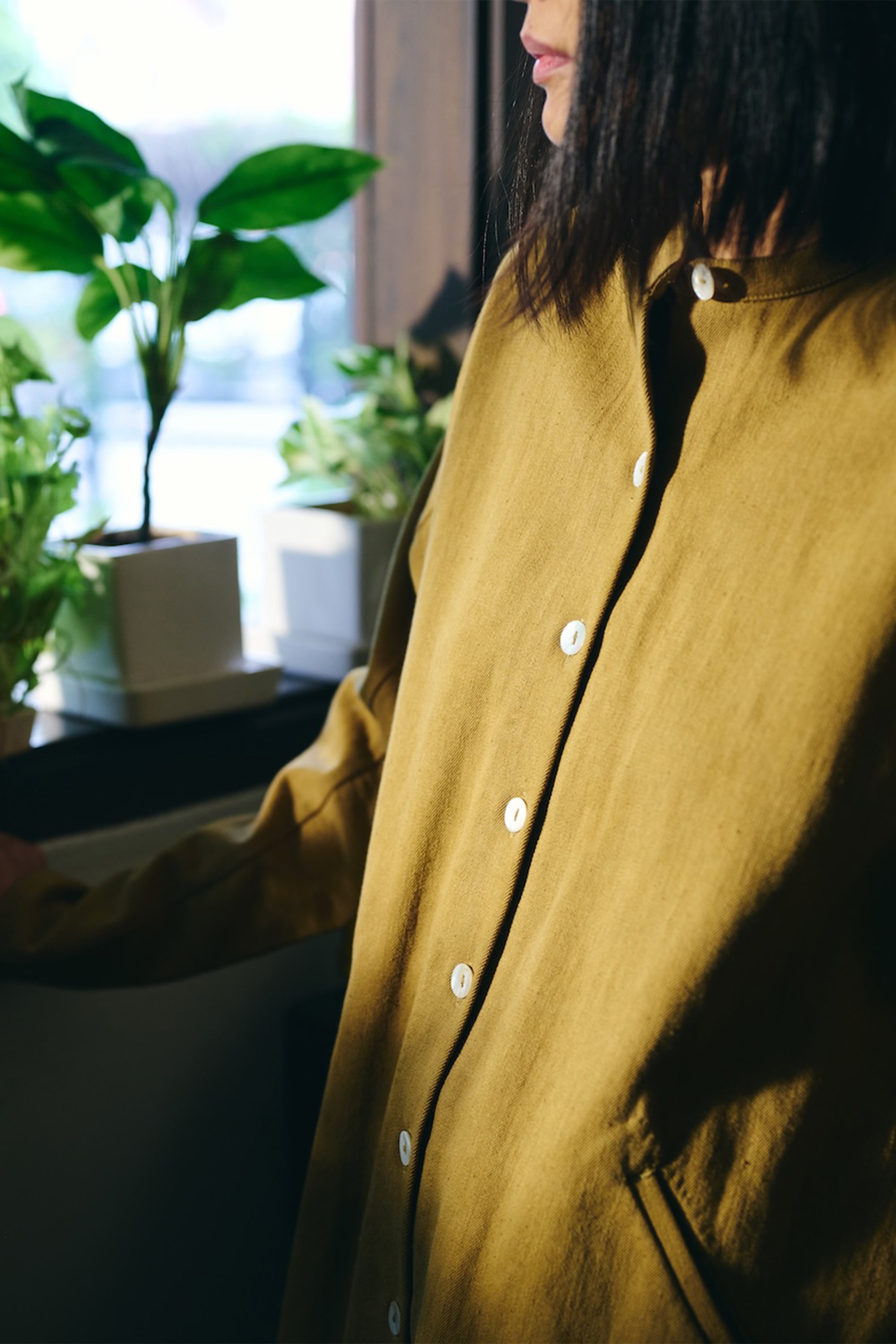 DENIM MUSTARD YELLOW SHIRT