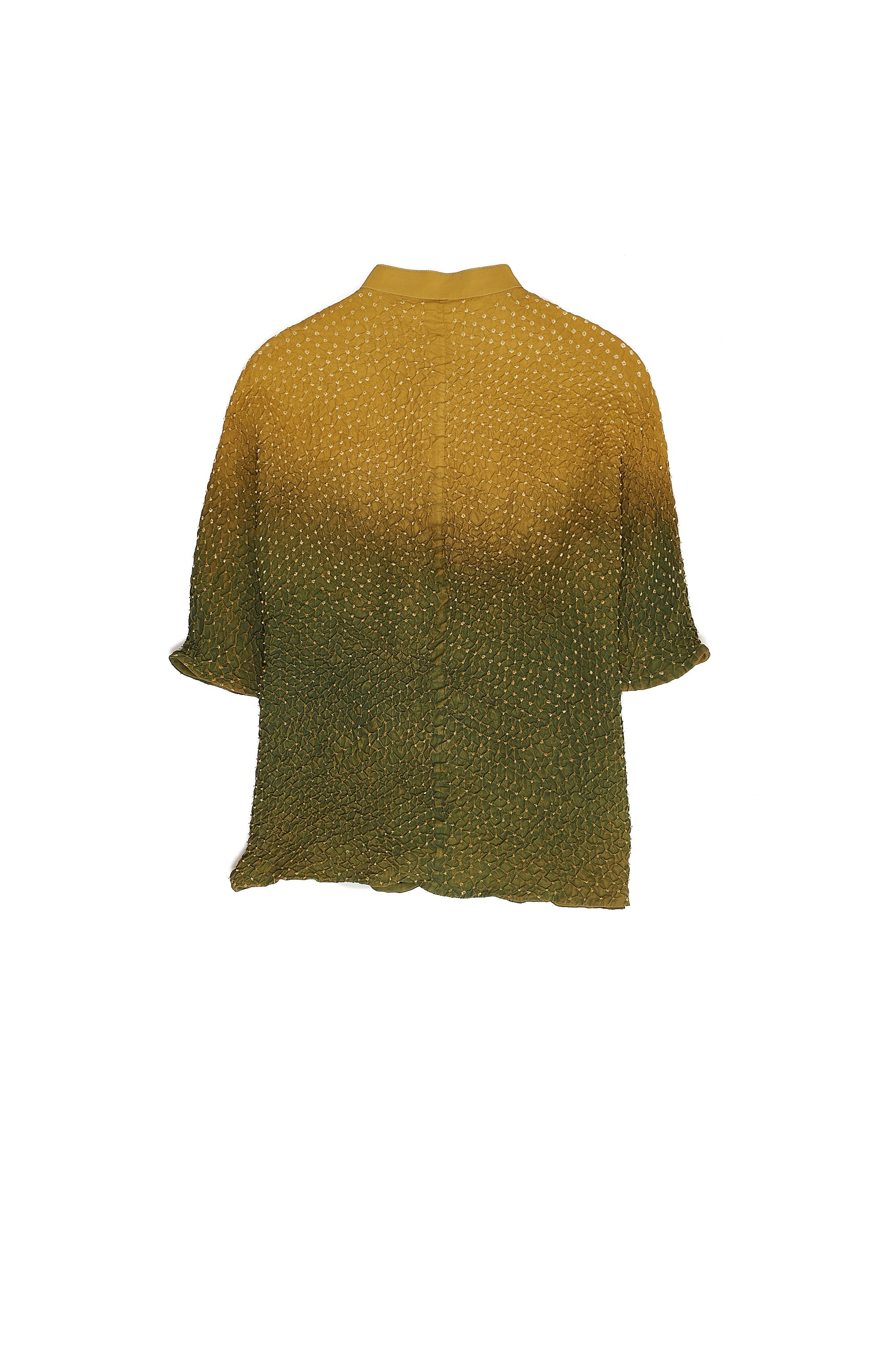 BOTTLE GREEN SILK BANDHANI UNISEX SHIRT