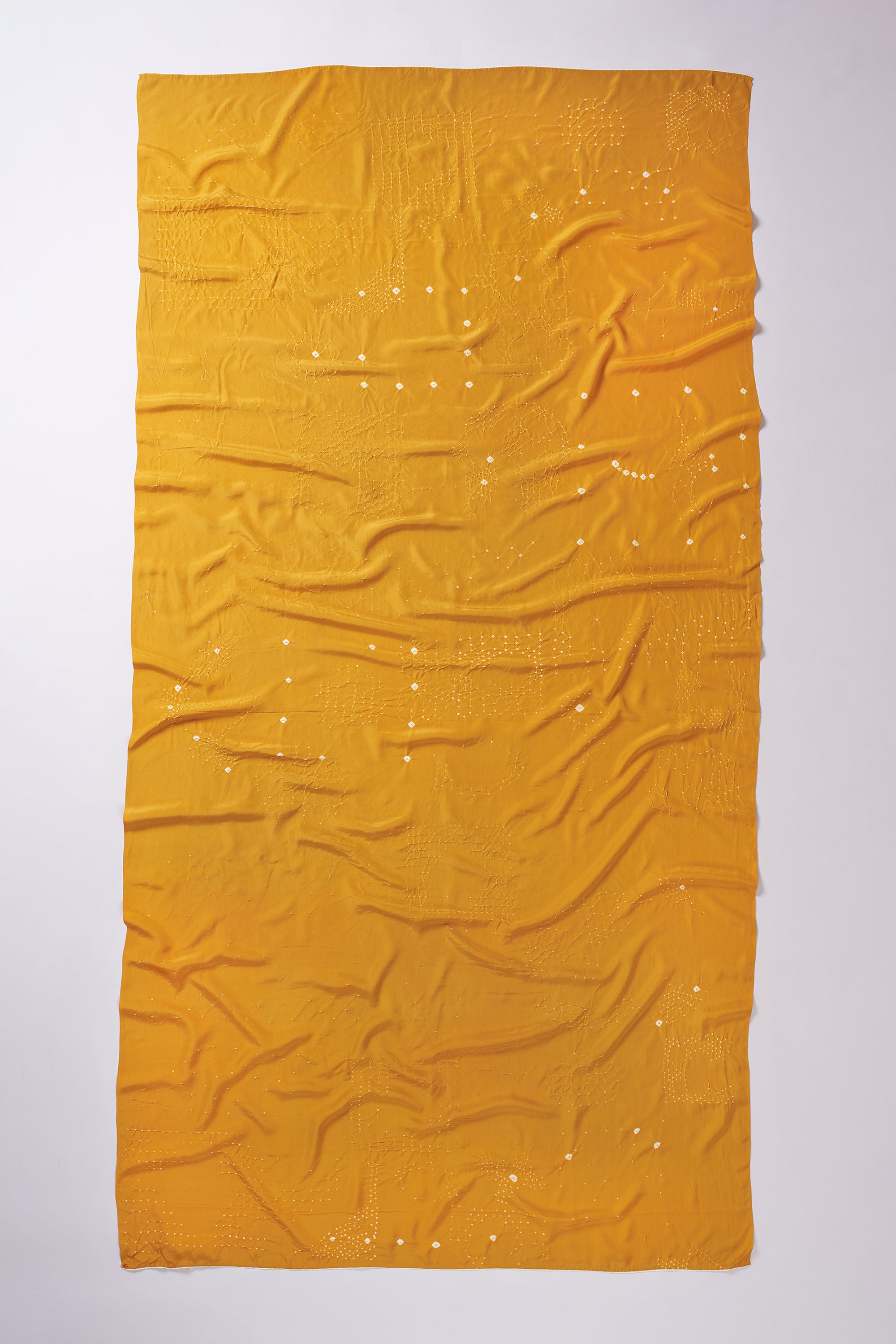 MANGO YELLOW SILK BANDHANI SHAWL
