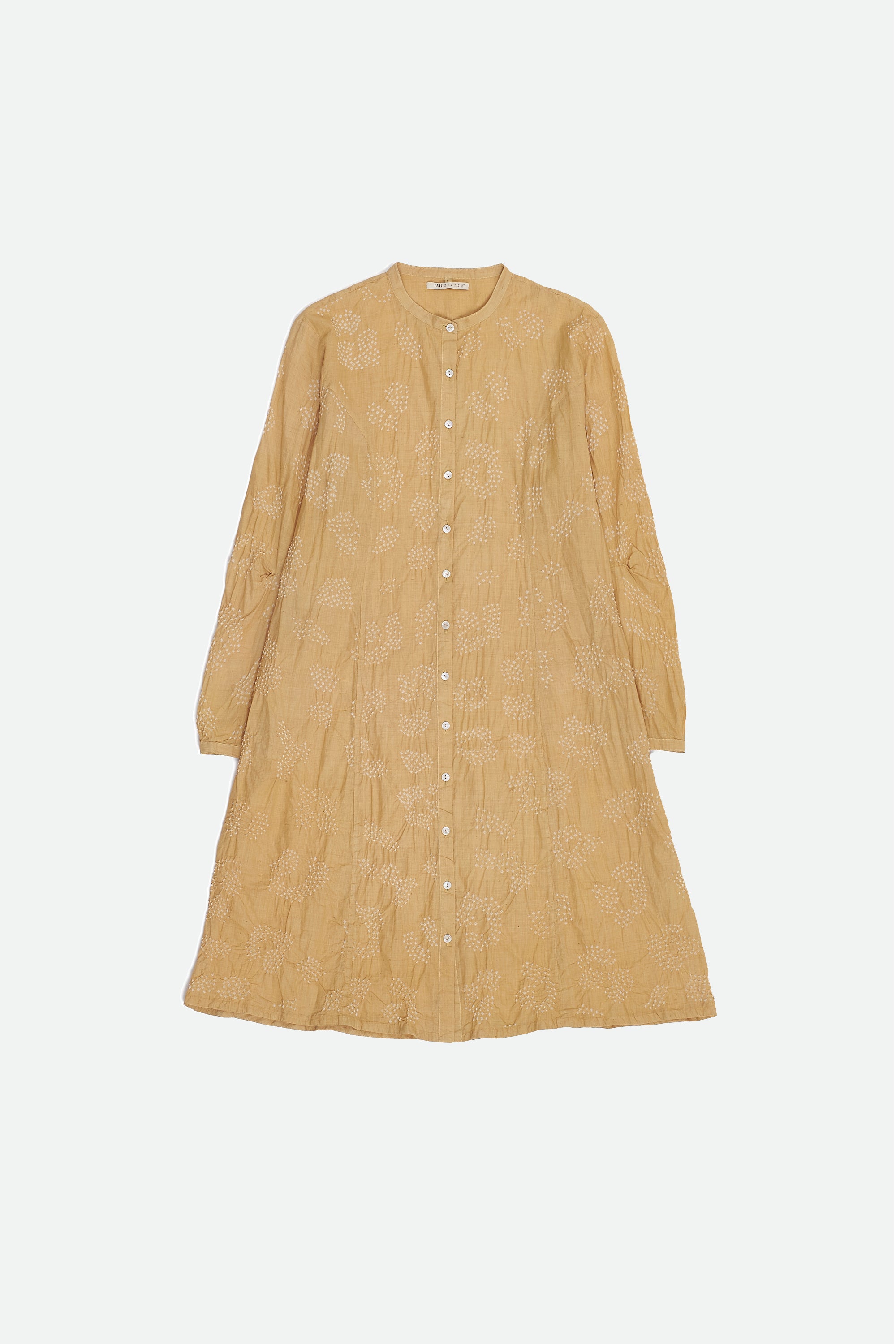 LIGHT YELLOW WOMEN'S BANDHANI SHIRT DRESS