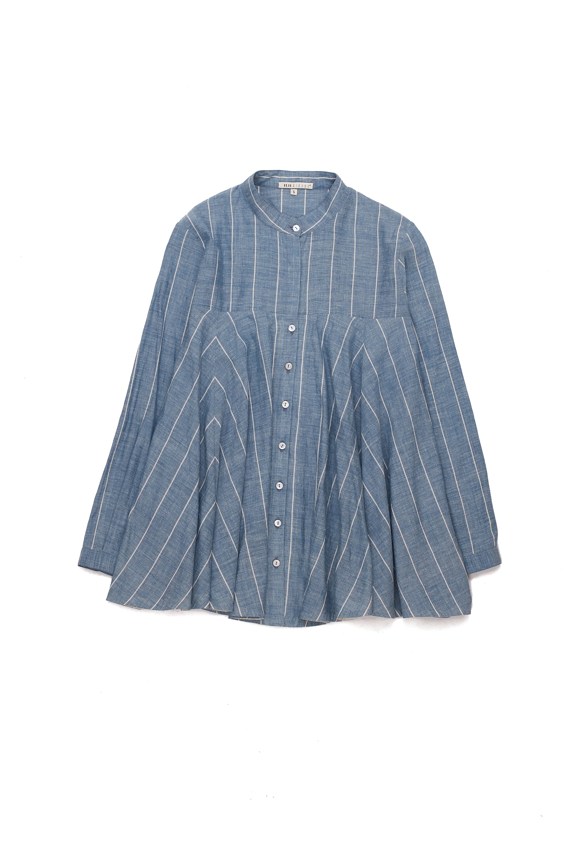 WOMEN FLARED COTTON INDIGO SHIRT