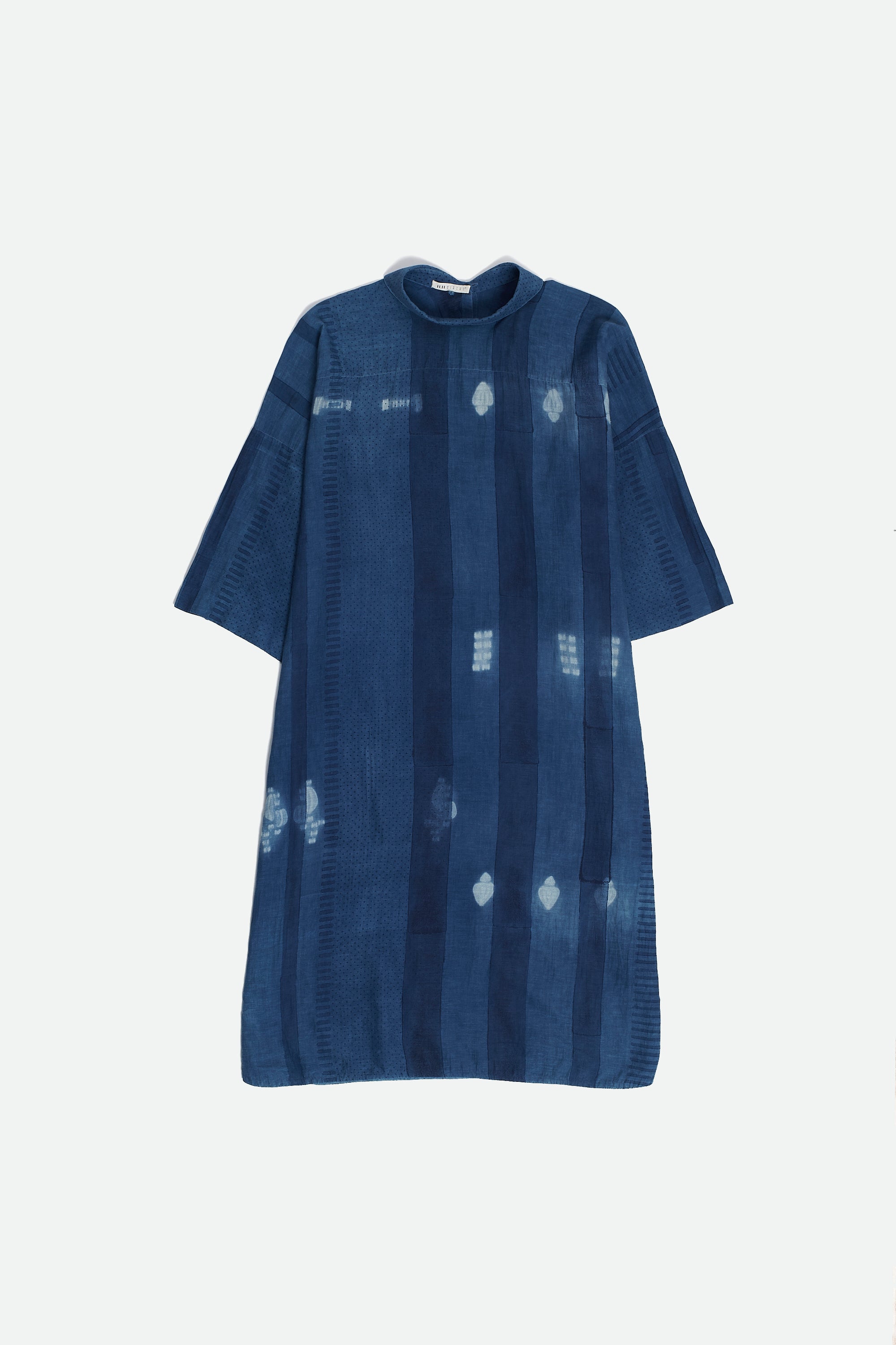 INDIGO SHIBORI AND HANDPAINTED SILK DRESS