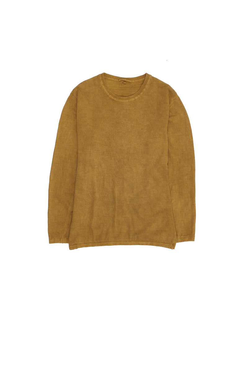 MUSTARD YELLOW FULLSLEEVE HANDSPUN KNIT T-SHIRT