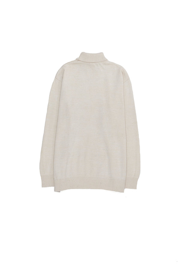 UNDYED LIGHTWEIGHT TURTLENECK FULL SLEEVED COTTON T-SHIRT