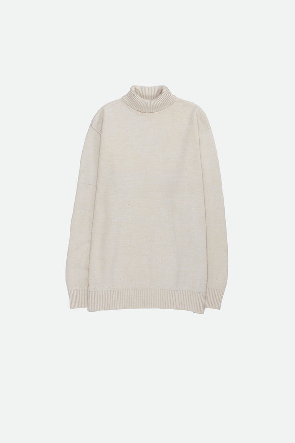 UNDYED LIGHTWEIGHT TURTLENECK FULL SLEEVED COTTON T-SHIRT