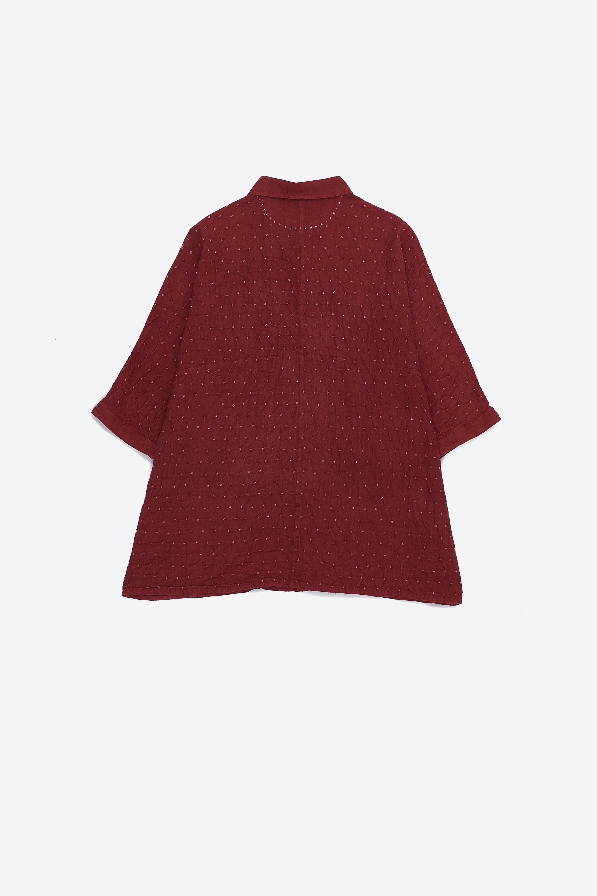 CRIMSON PINK CAPE SLEEVE ORGANIC COTTON SHIRT