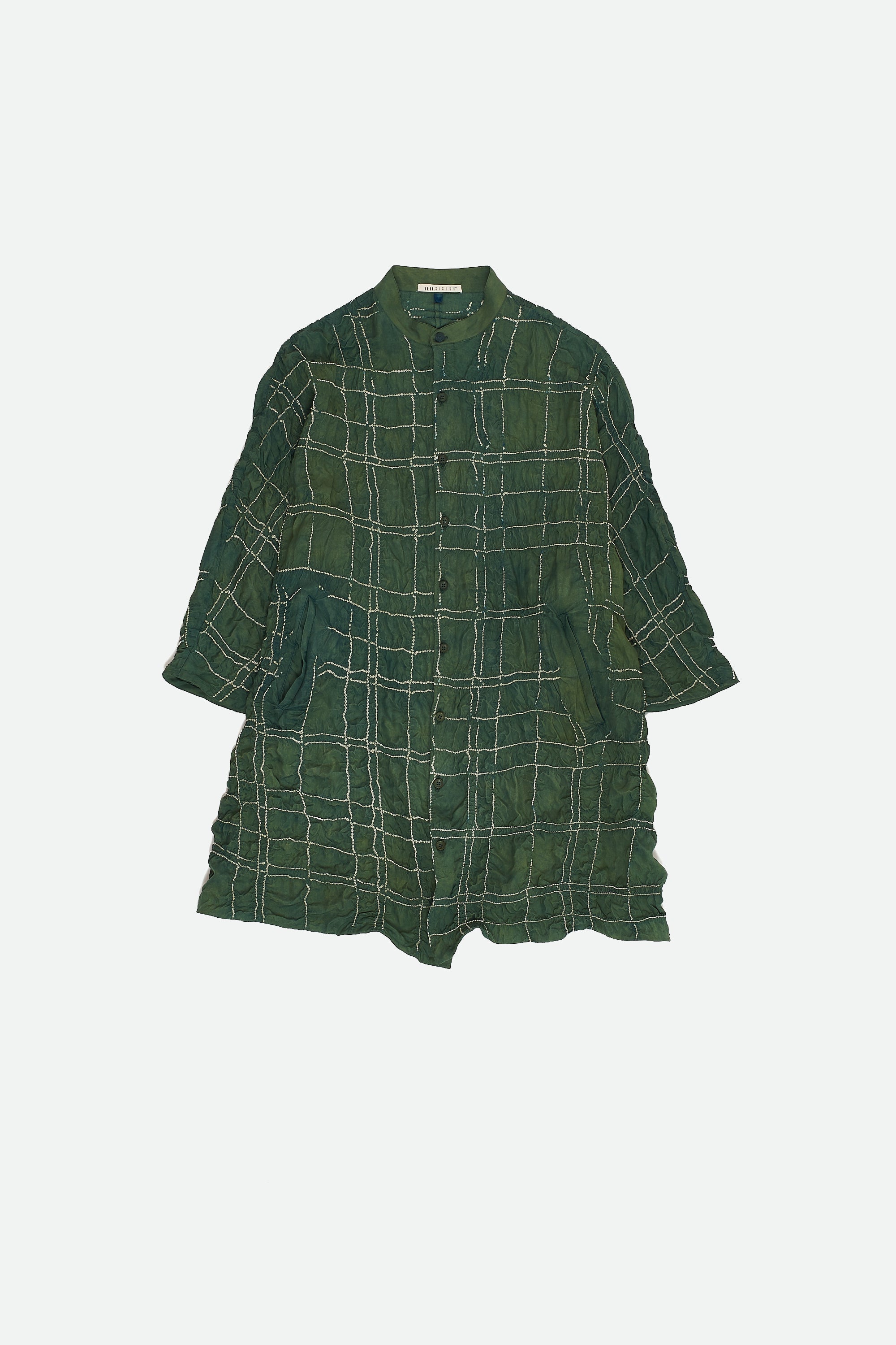 BOTTLE GREEN STATEMENT BANDHANI CHECKS SHIRT