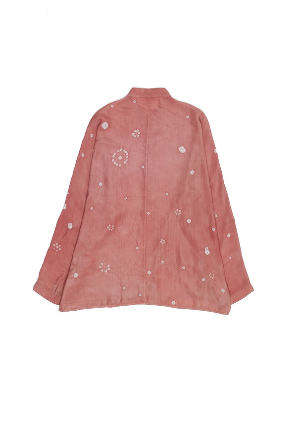 CHALK PINK BANDHANI SILK WOMEN'S SHIRT