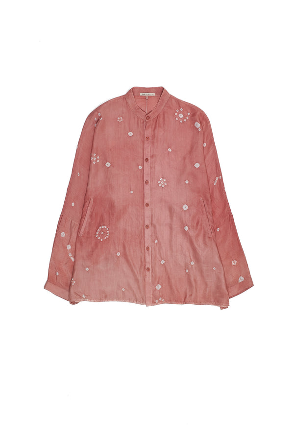 CHALK PINK BANDHANI SILK WOMEN'S SHIRT