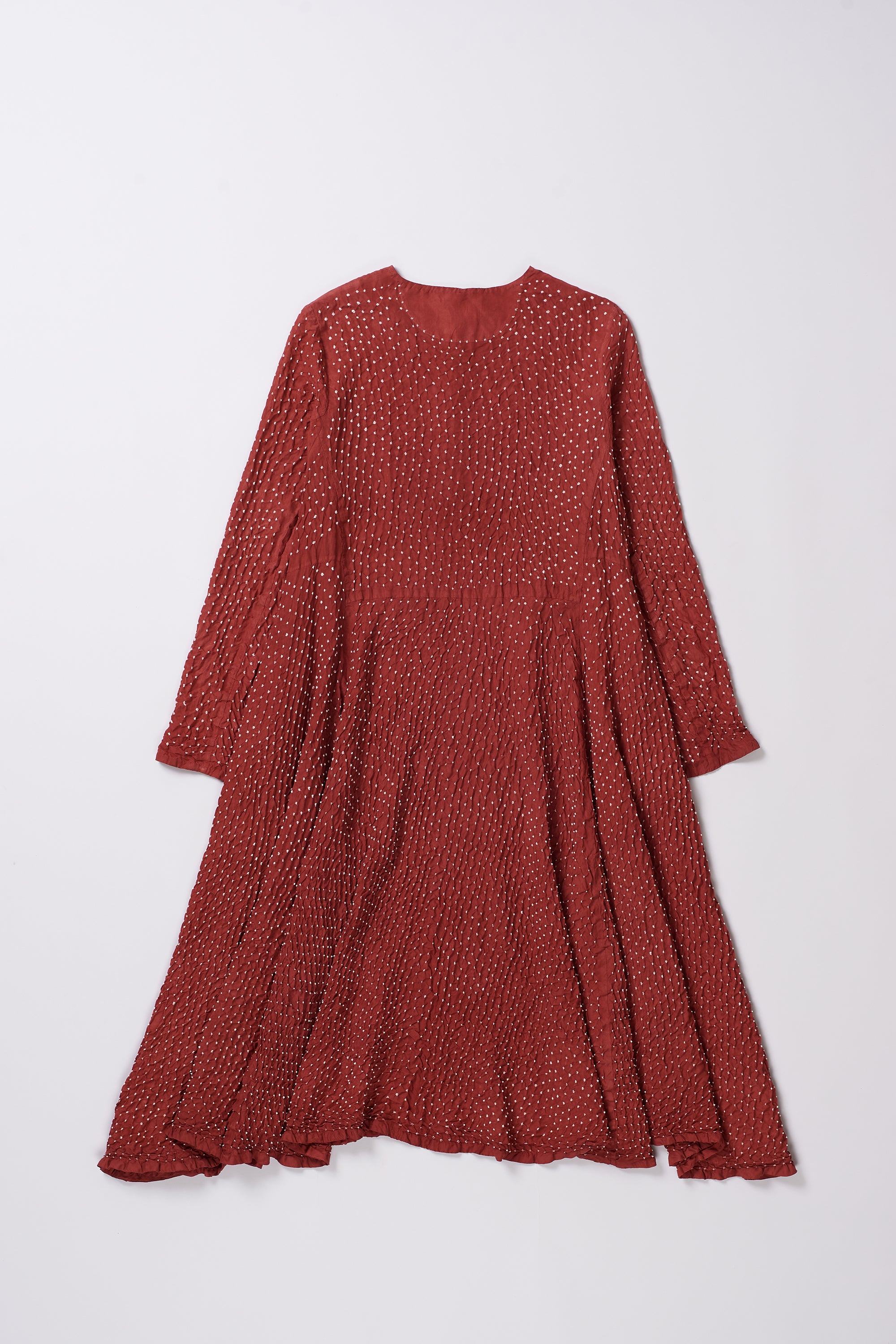 RED SILK BANDHANI DRESS