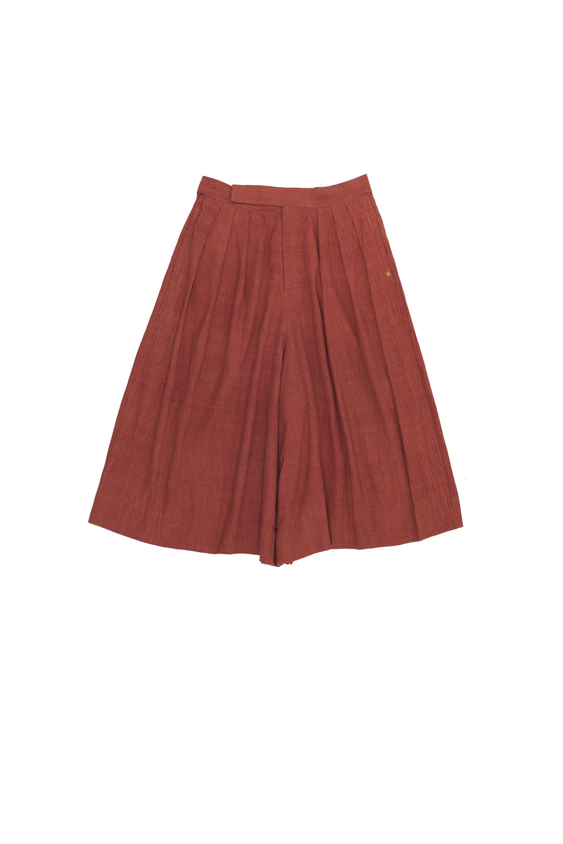 Rogue Pink Pleated Culottes In Organic Cotton