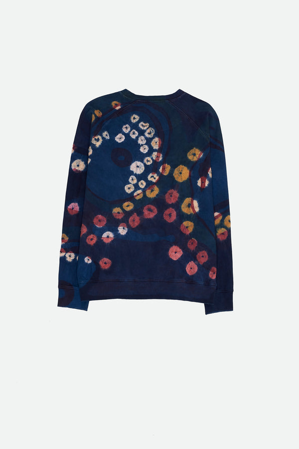 INDIGO HAND PAINTED & BANDHANI SWEATSHIRT