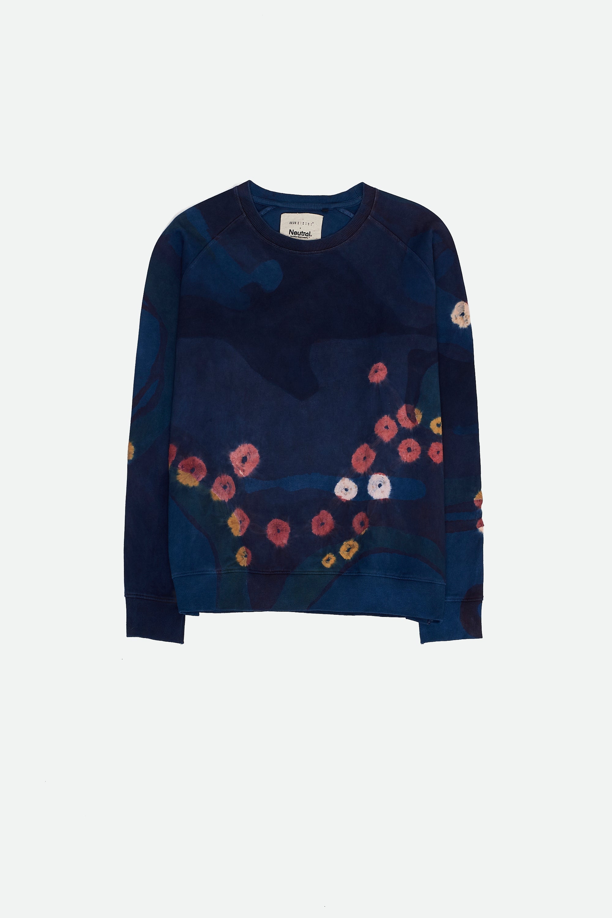 MEDIUM INDIGO HAND PAINTED & BANDHANI SWEATSHIRT