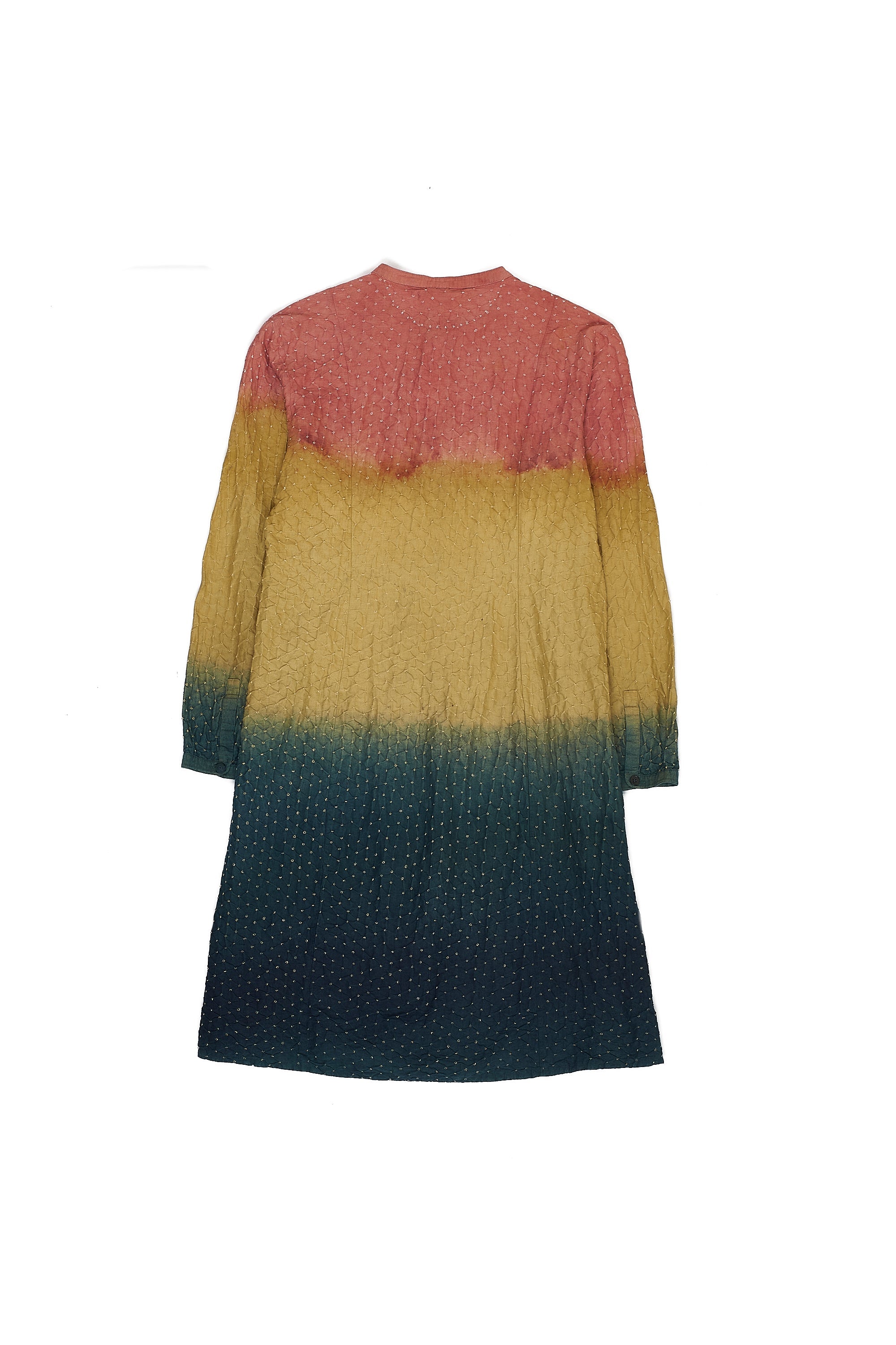 GRADIENT GREEN COTTON BANDHANI WOMEN DRESS