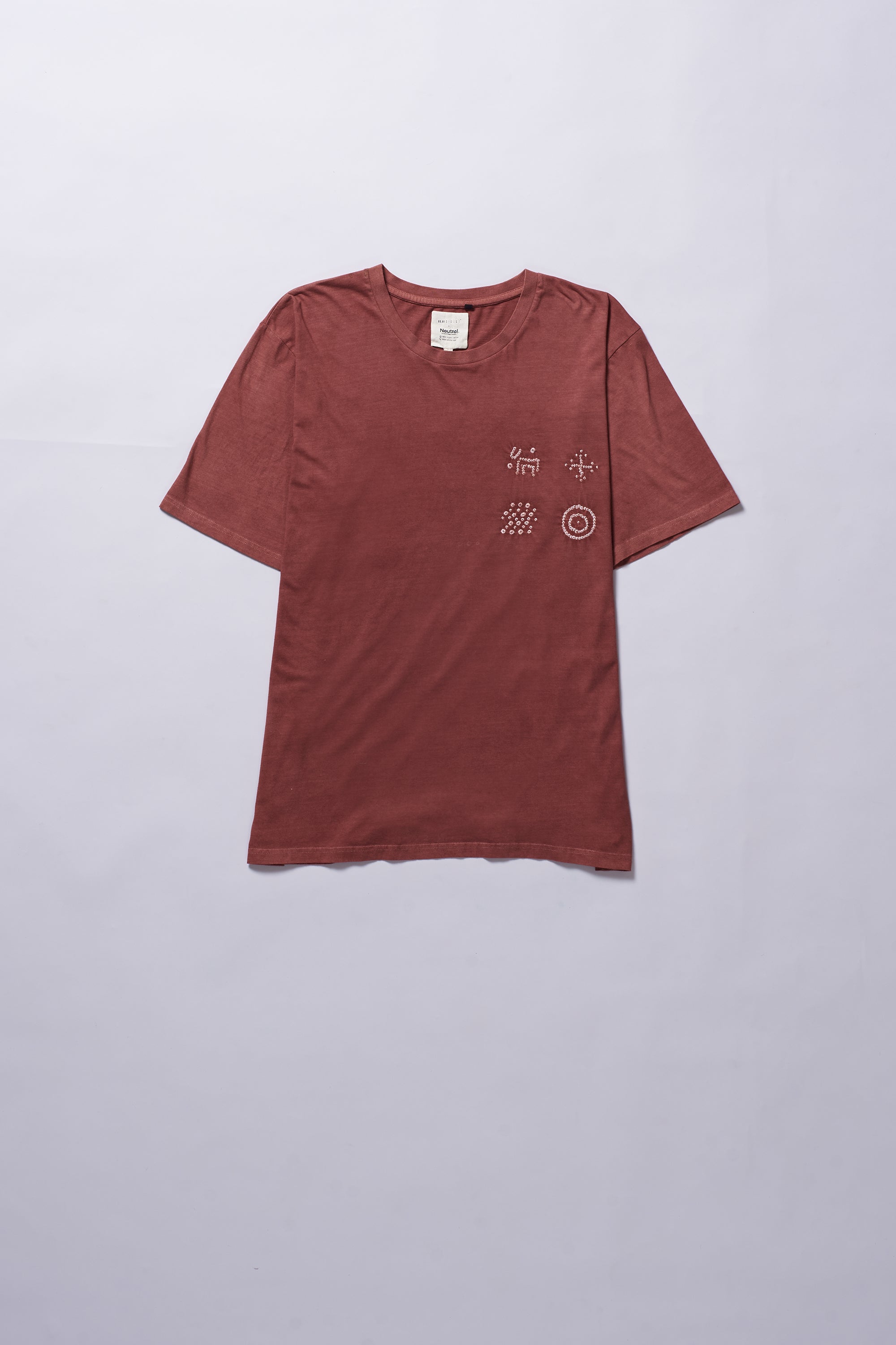 CRIMSON PINK COTTON T-SHIRT CRAFTED WITH BANDHANI