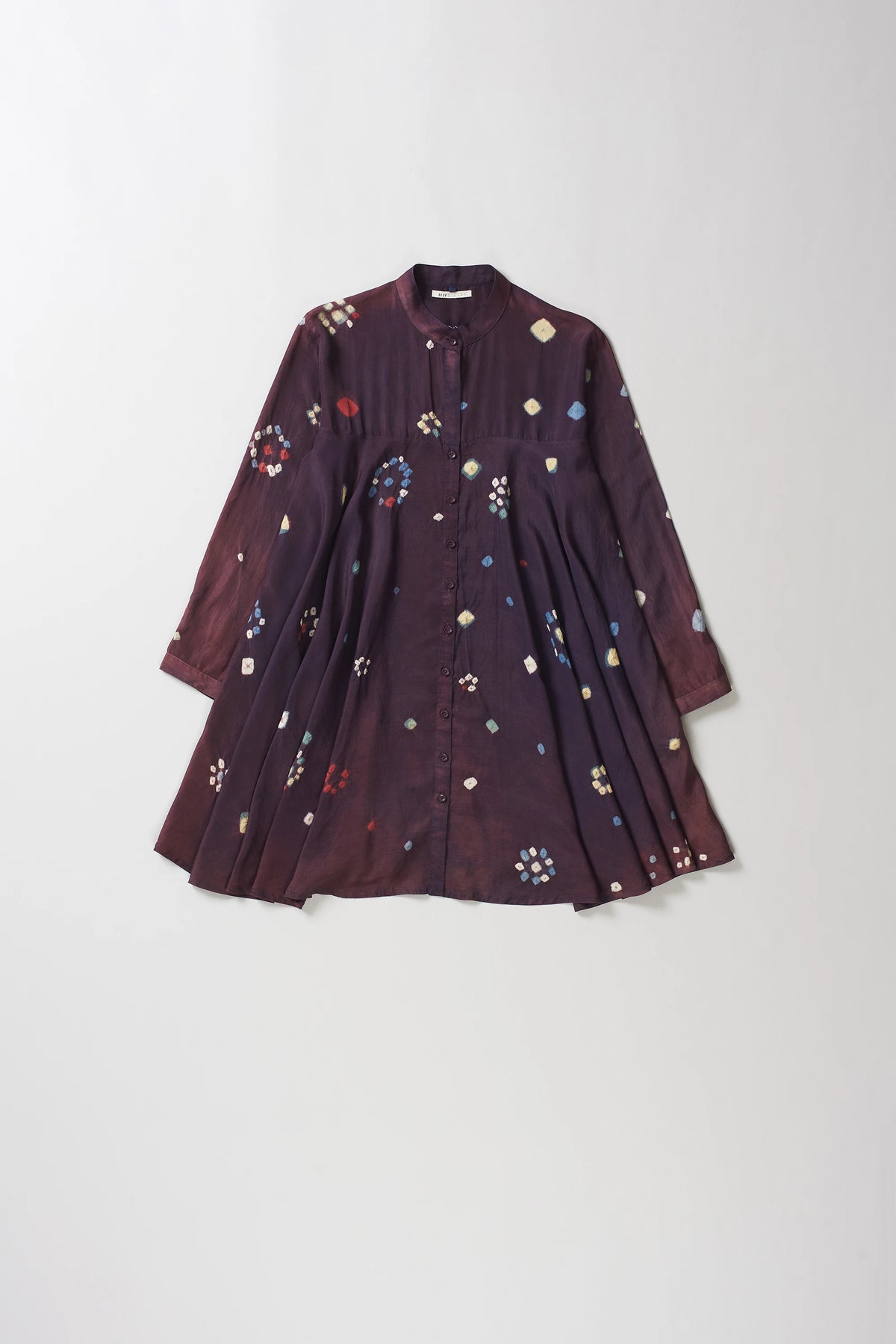 Madder Violet Silk Bandhani Women Shirt