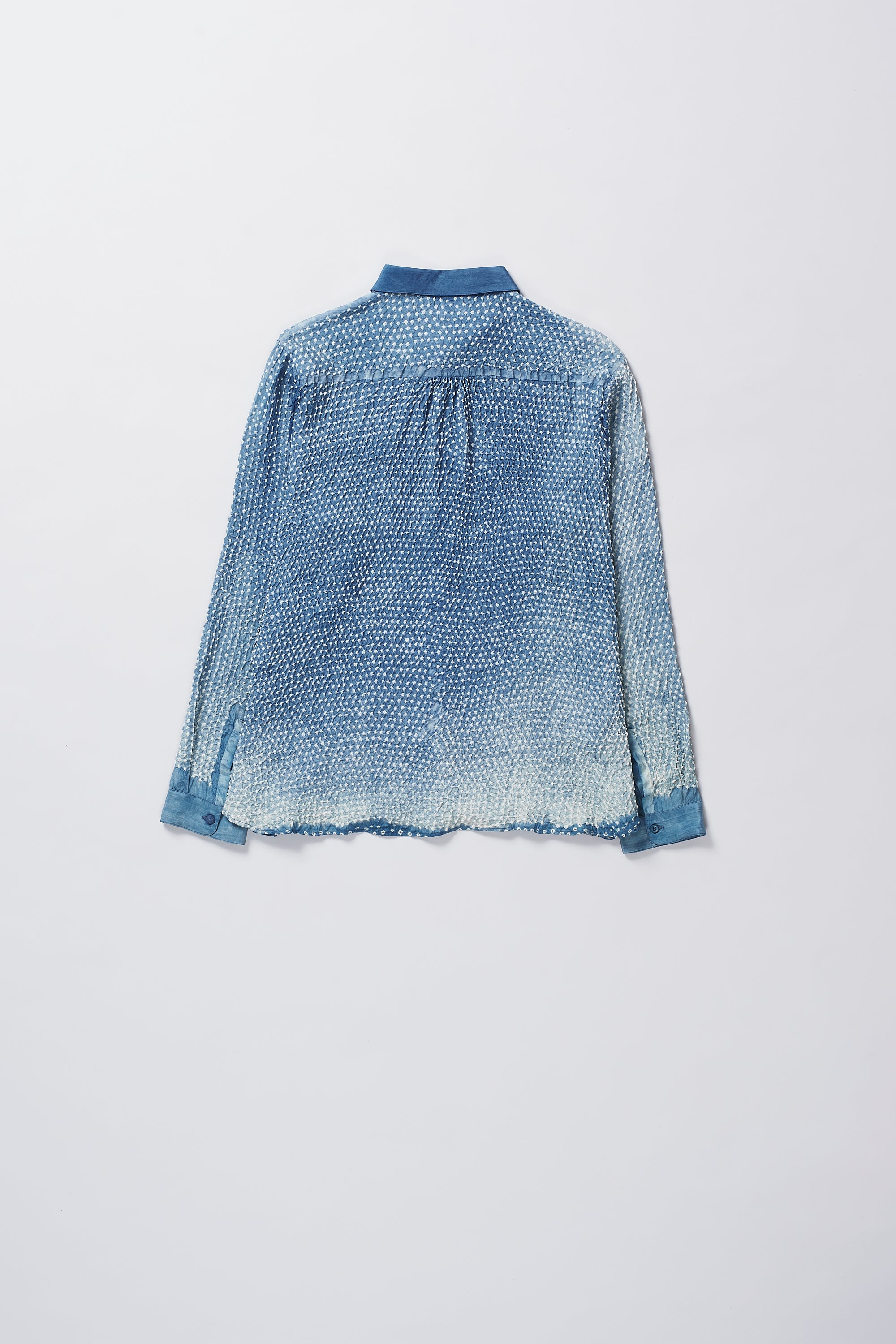 MEDIUM INDIGO DYED SILK BANDHANI SHIRT