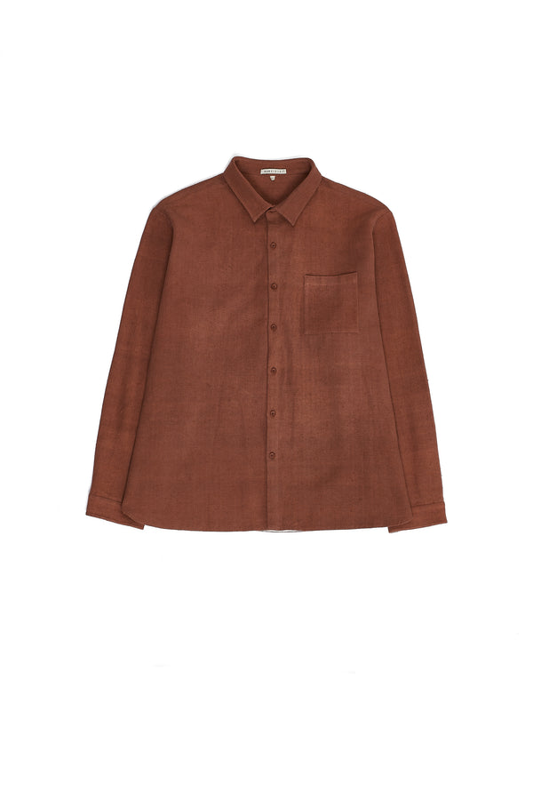 RUSTED ORANGE SPREAD COLLAR SHIRT