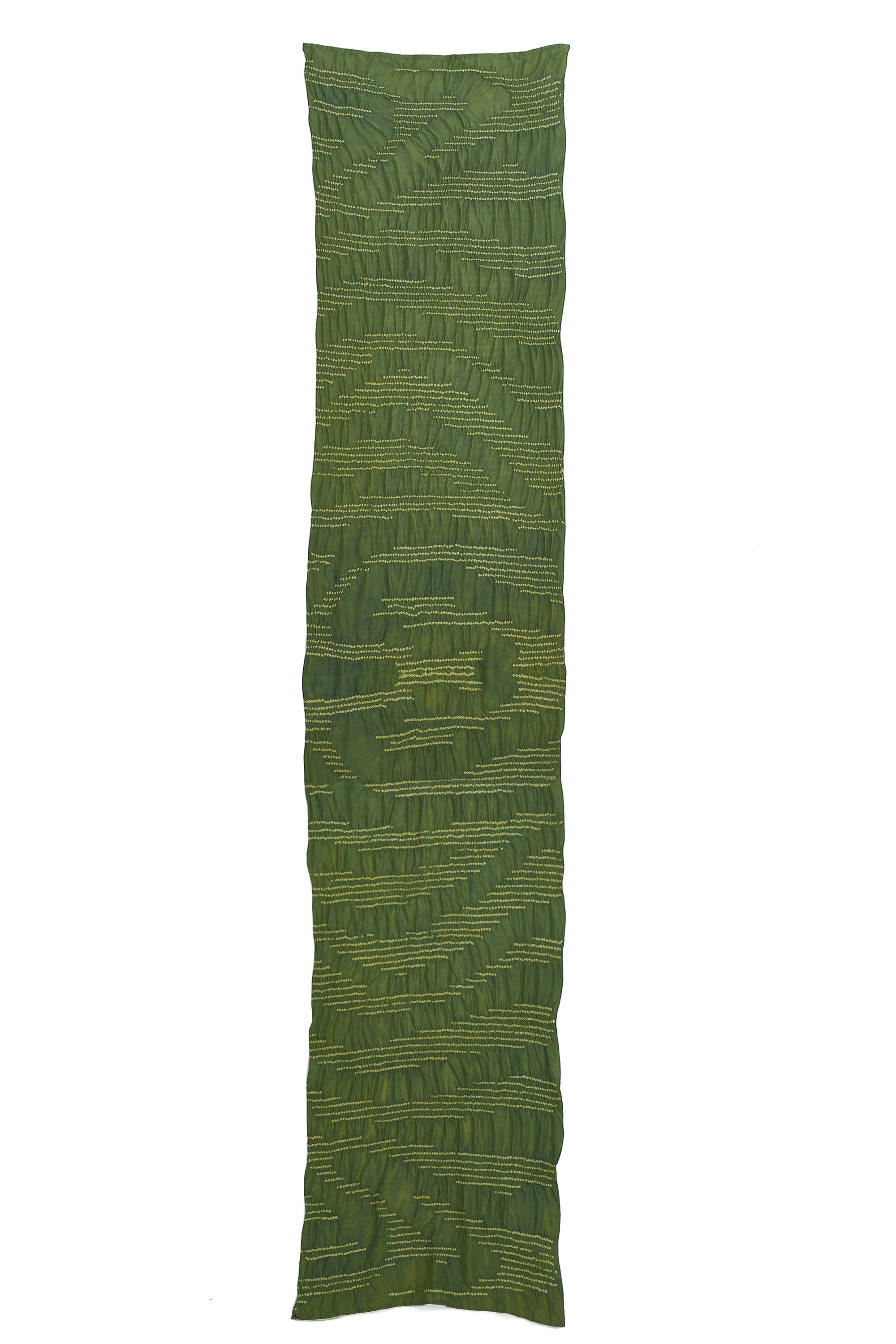 LEAF GREEN SILK BANDHANI SCARF