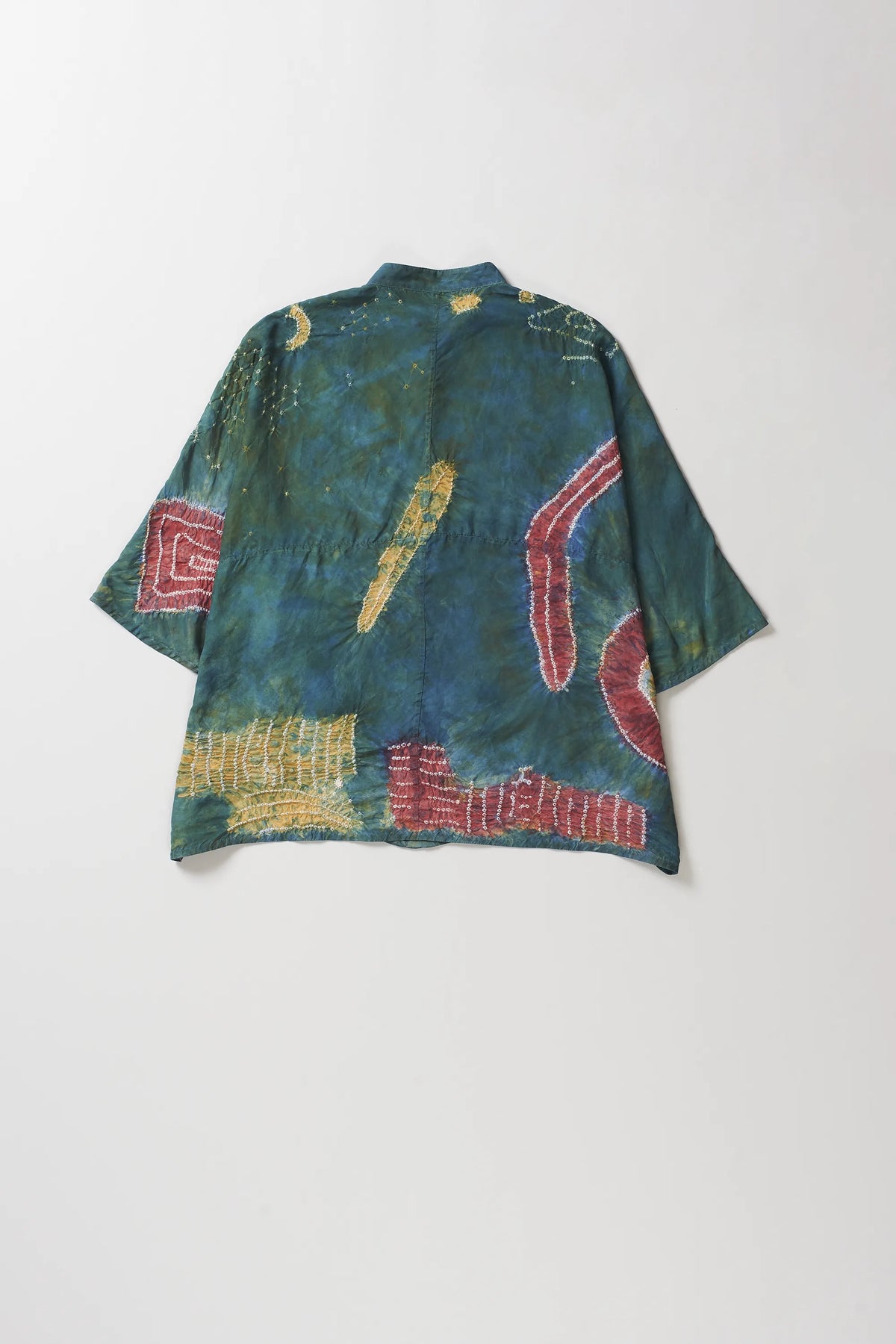 Moss Green Handpainted Silk Shirt