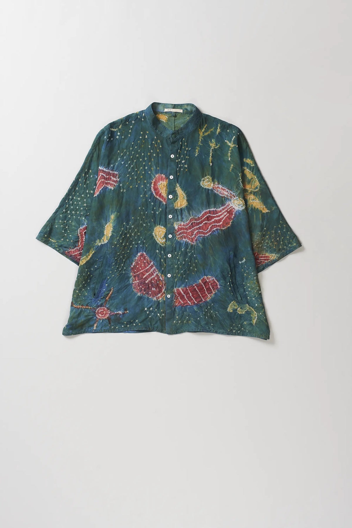 Moss Green Handpainted Silk Shirt