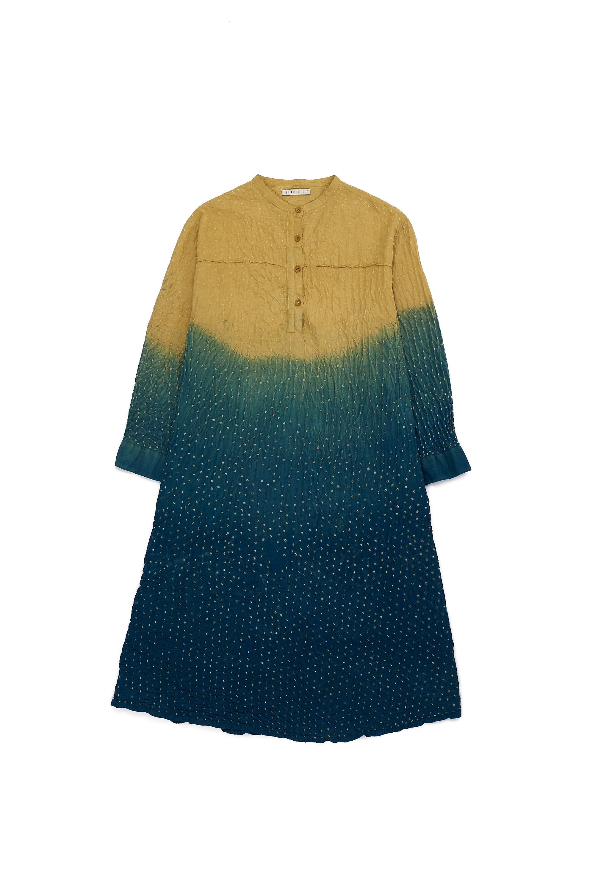 GREEN GRADIENT BANDHANI COTTON WOMEN'S DRESS