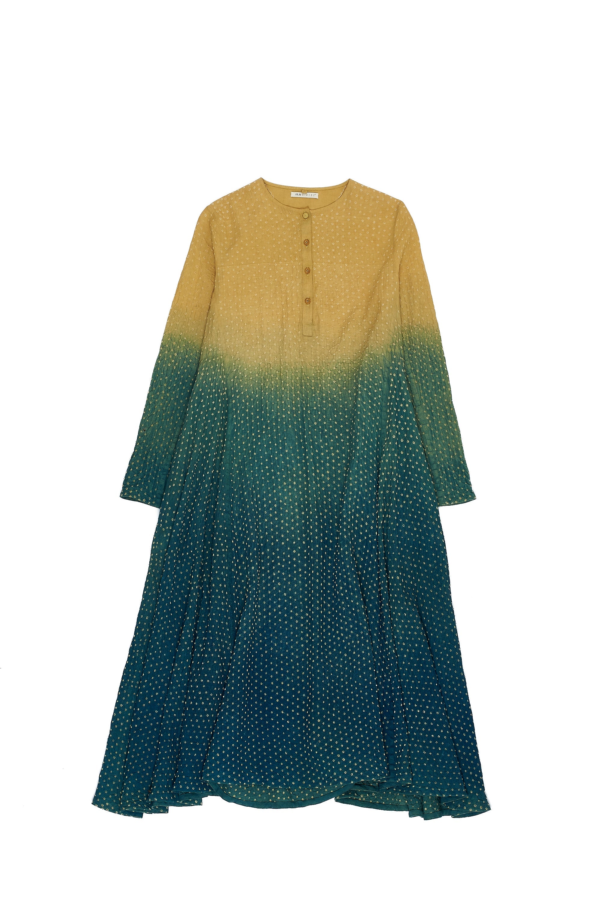 BOTTLE GREEN COTTON BANDHANI WOMEN DRESS