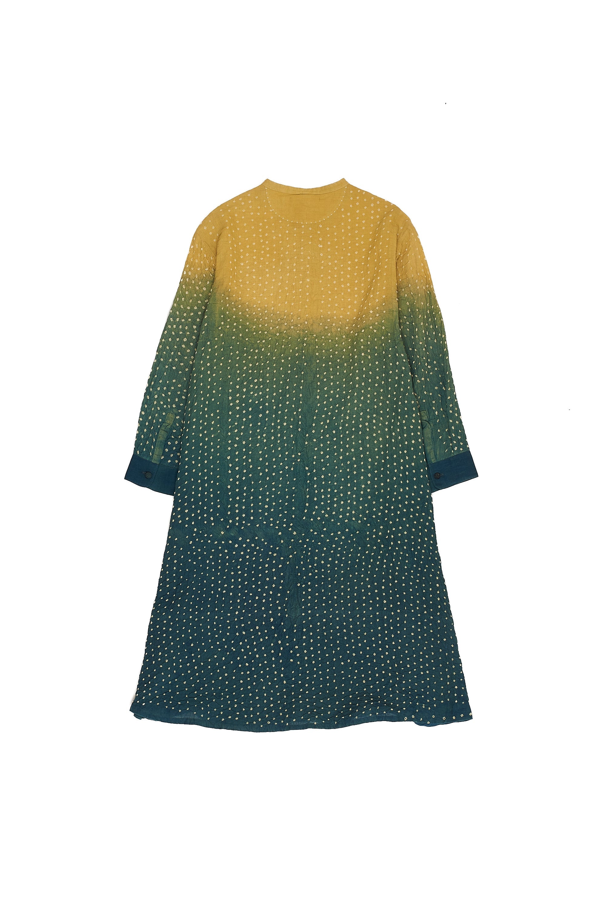 BOTTLE GREEN COTTON BANDHANI WOMEN'S DRESS