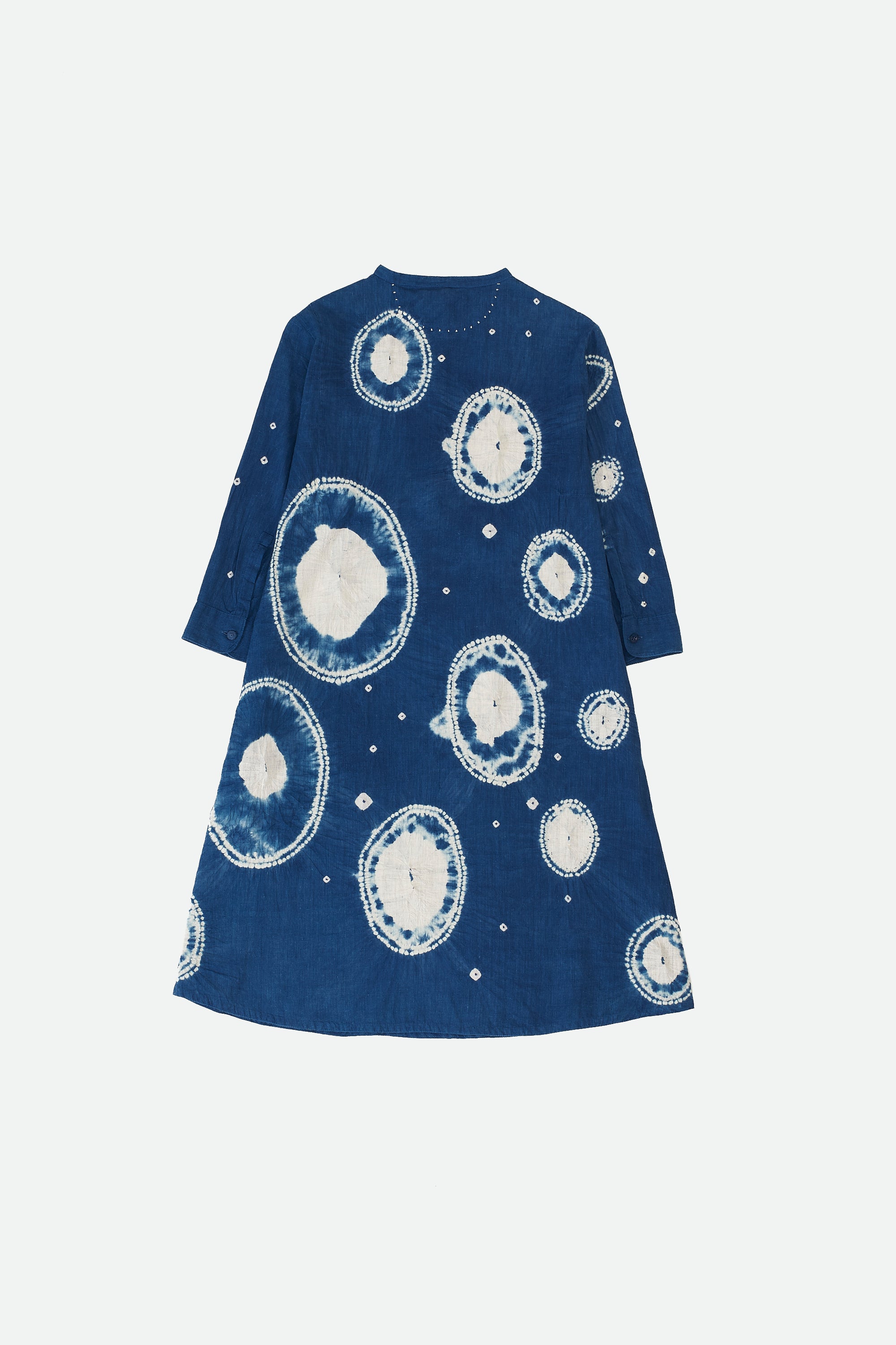 MEDIUM INDIGO DYED SHIBORI COTTON DRESS