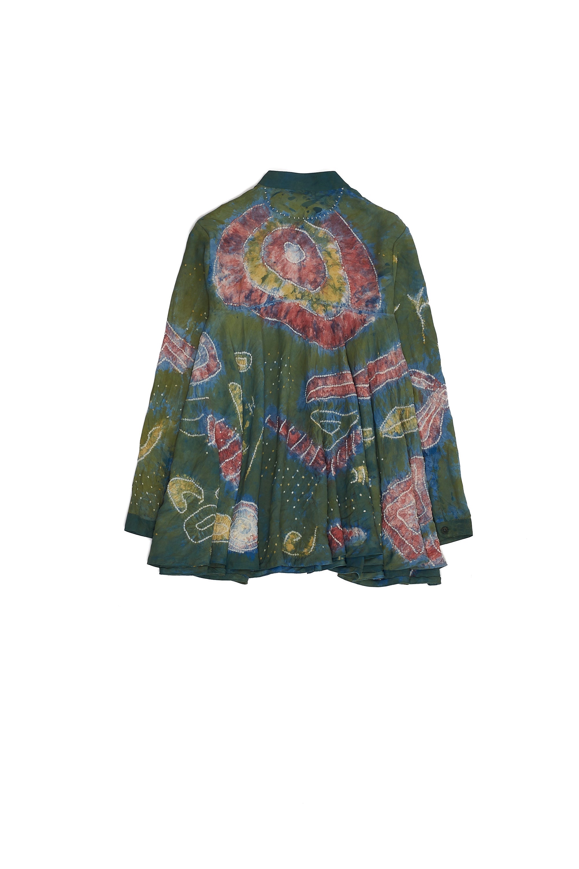 MOSS GREEN BANDHANI FINE SILK WOMEN'S DRESS