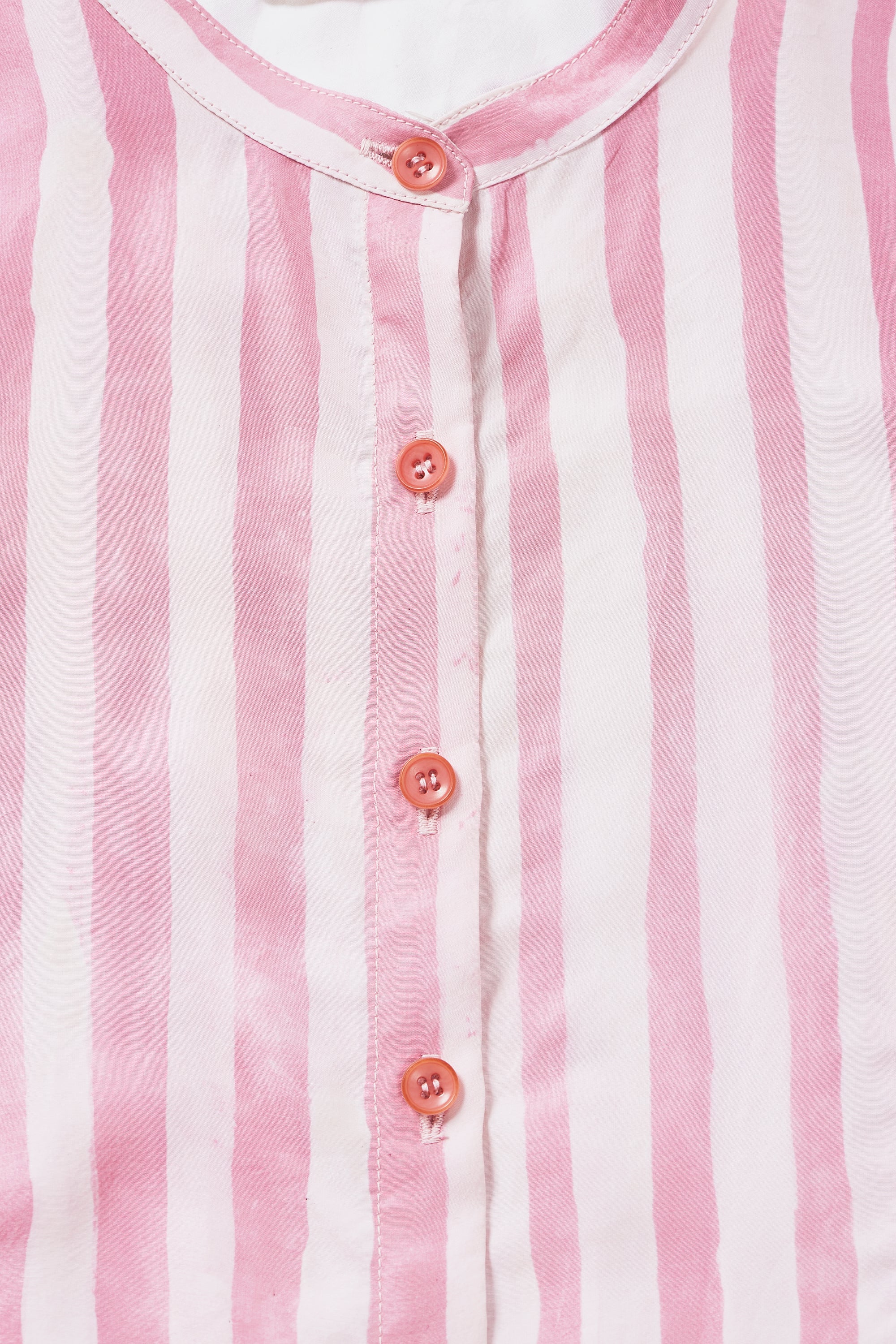 HANDPAINTED STRIPES PINK WOOD SHIRT DRESS