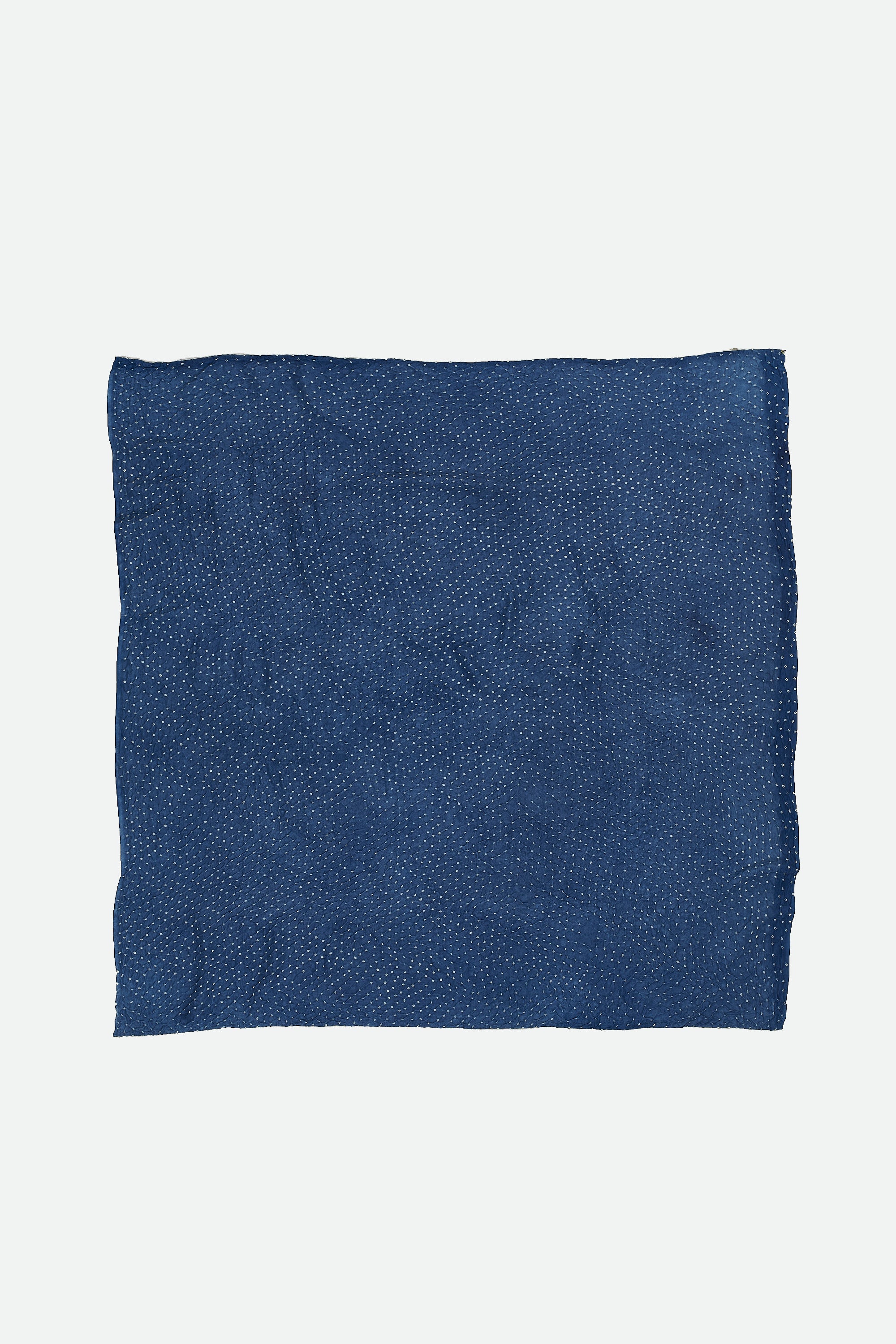 MEDIUM INDIGO SILK BANDHANI SQUARE SCARF