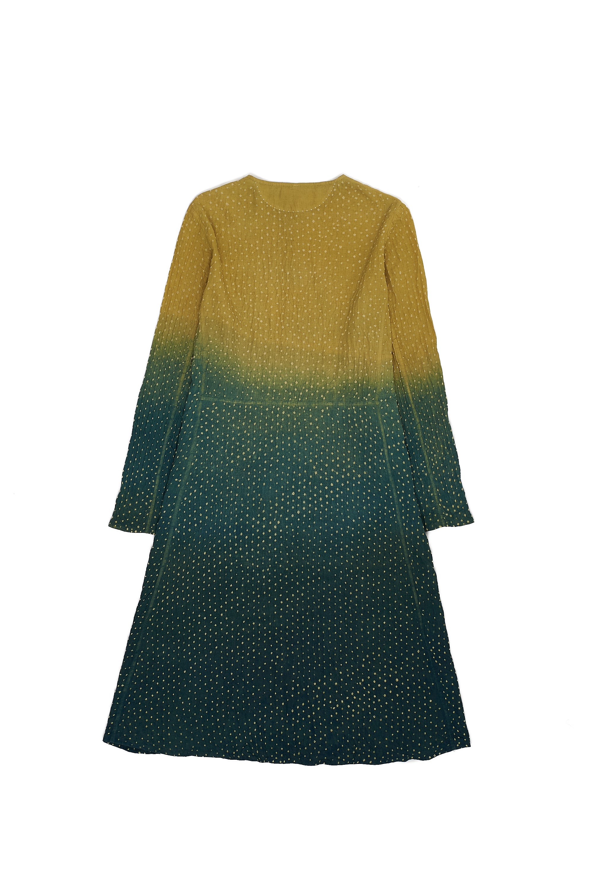 MUD GREEN COTTON WITH BANDHANI WOMEN'S DRESS