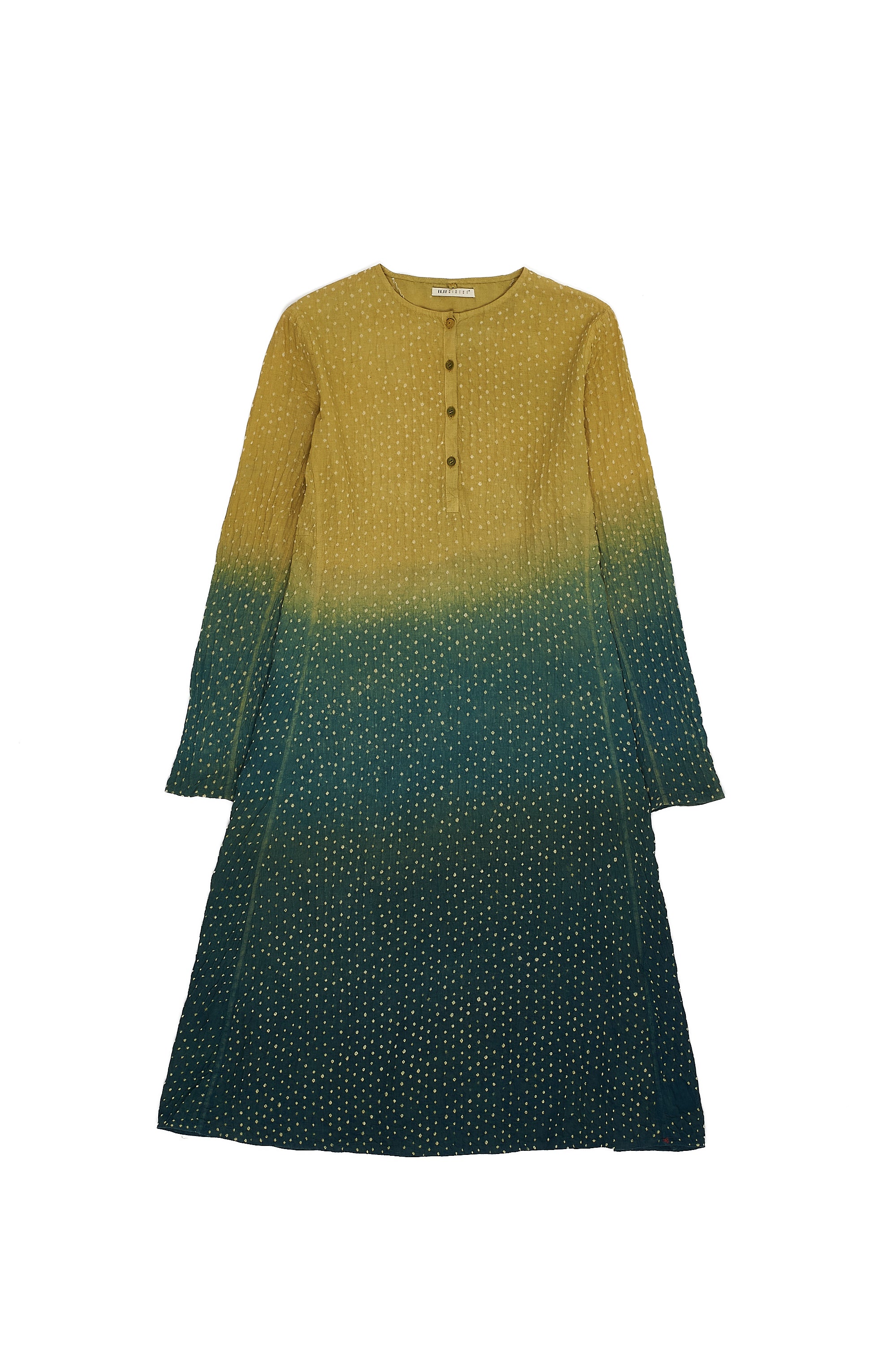 MUD GREEN COTTON WITH BANDHANI WOMEN'S DRESS