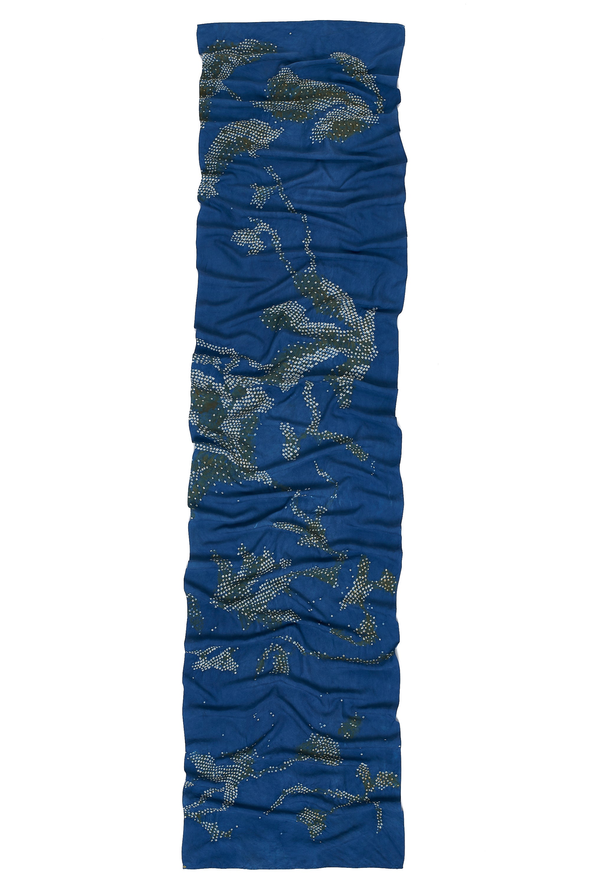 Blue sleeping bag with floral pattern