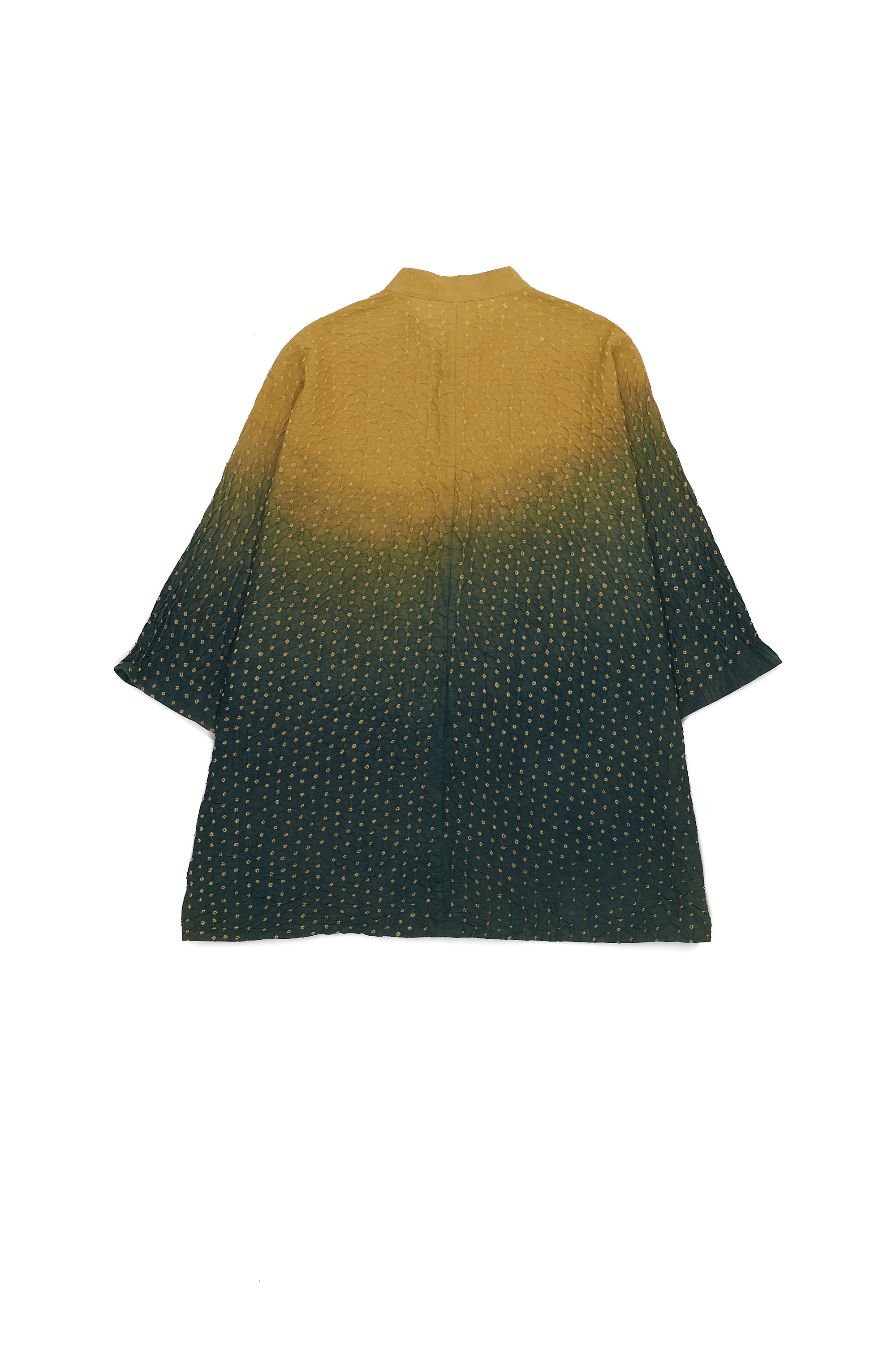 BOTTLE GREEN GRADIENT COTTON SILK BANDHANI UNISEX SHIRT