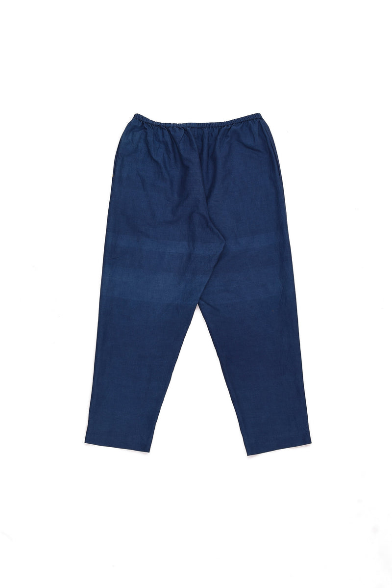 MEDIUM INDIGO COTTON SILK BLEND UNISEX PANTS