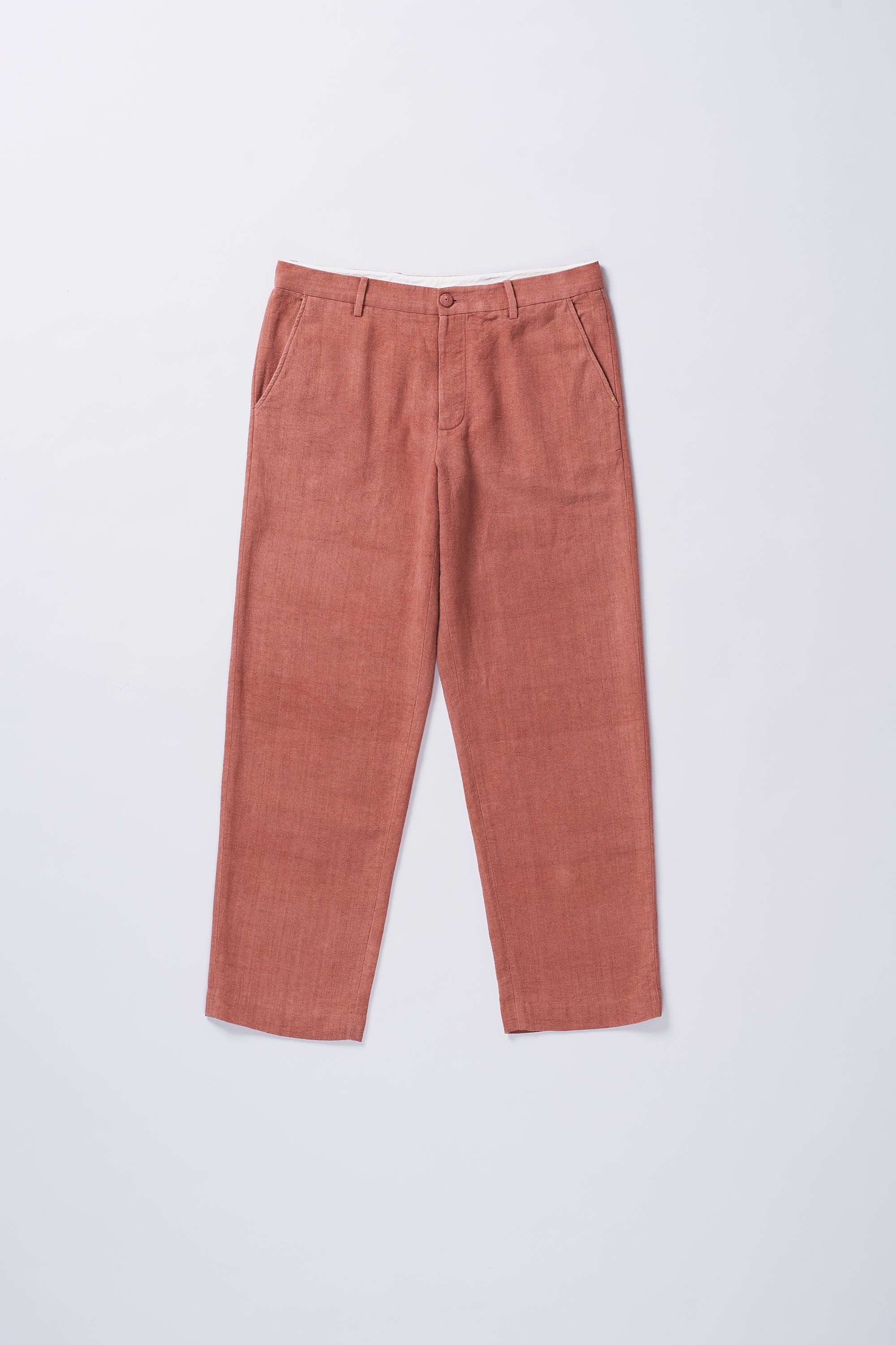 ROUGE PINK TEXTURED SOLID STRAIGHT FIT COTTON TROUSER